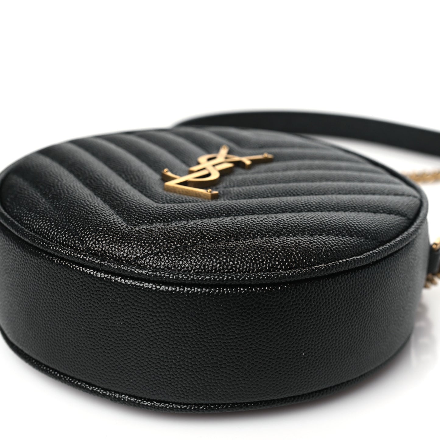 Grain De Poudre Matelasse Chevron Quilted Round Vinyle Camera Bag Black