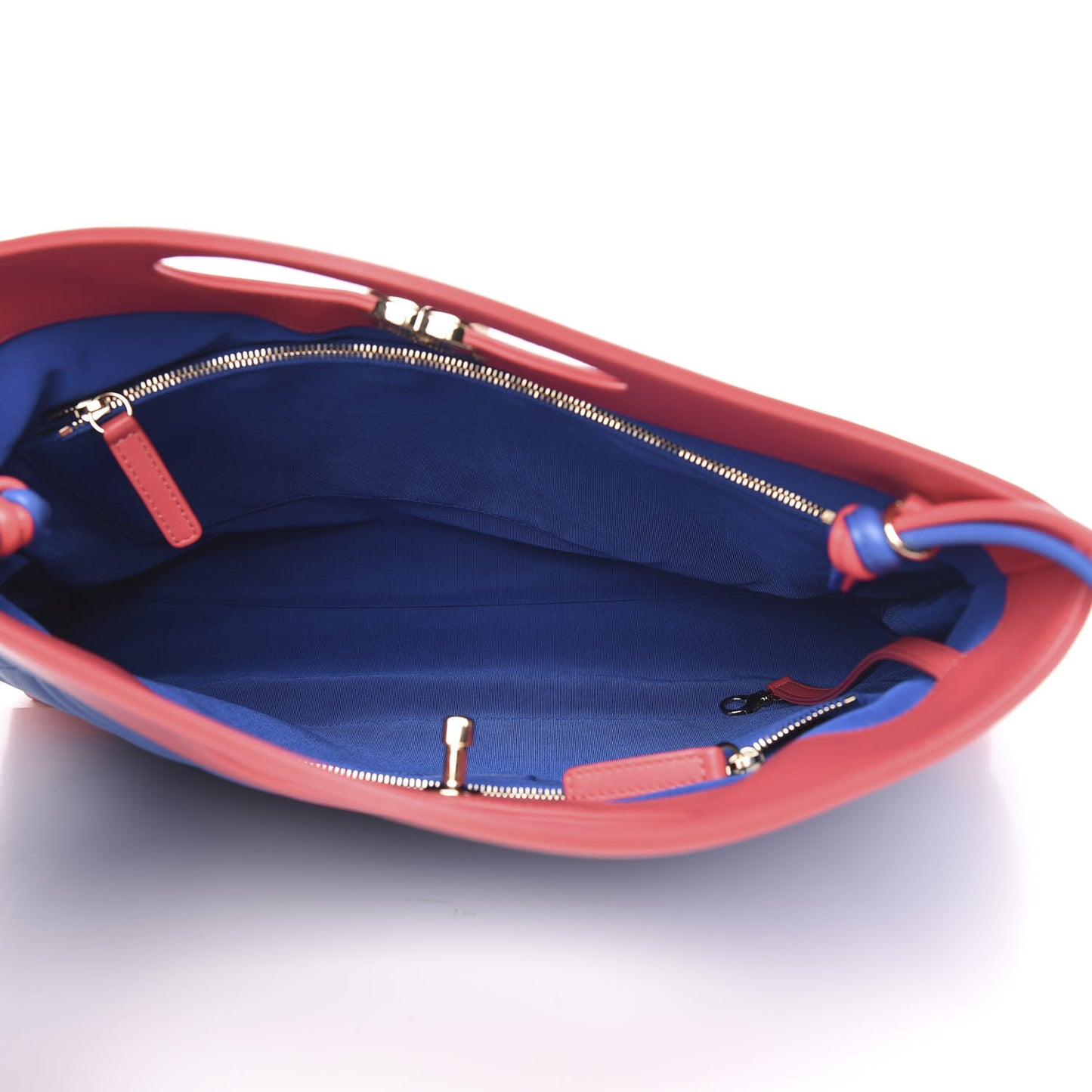 Aged Calfskin Quilted Large 31 Shopping Bag Red Blue