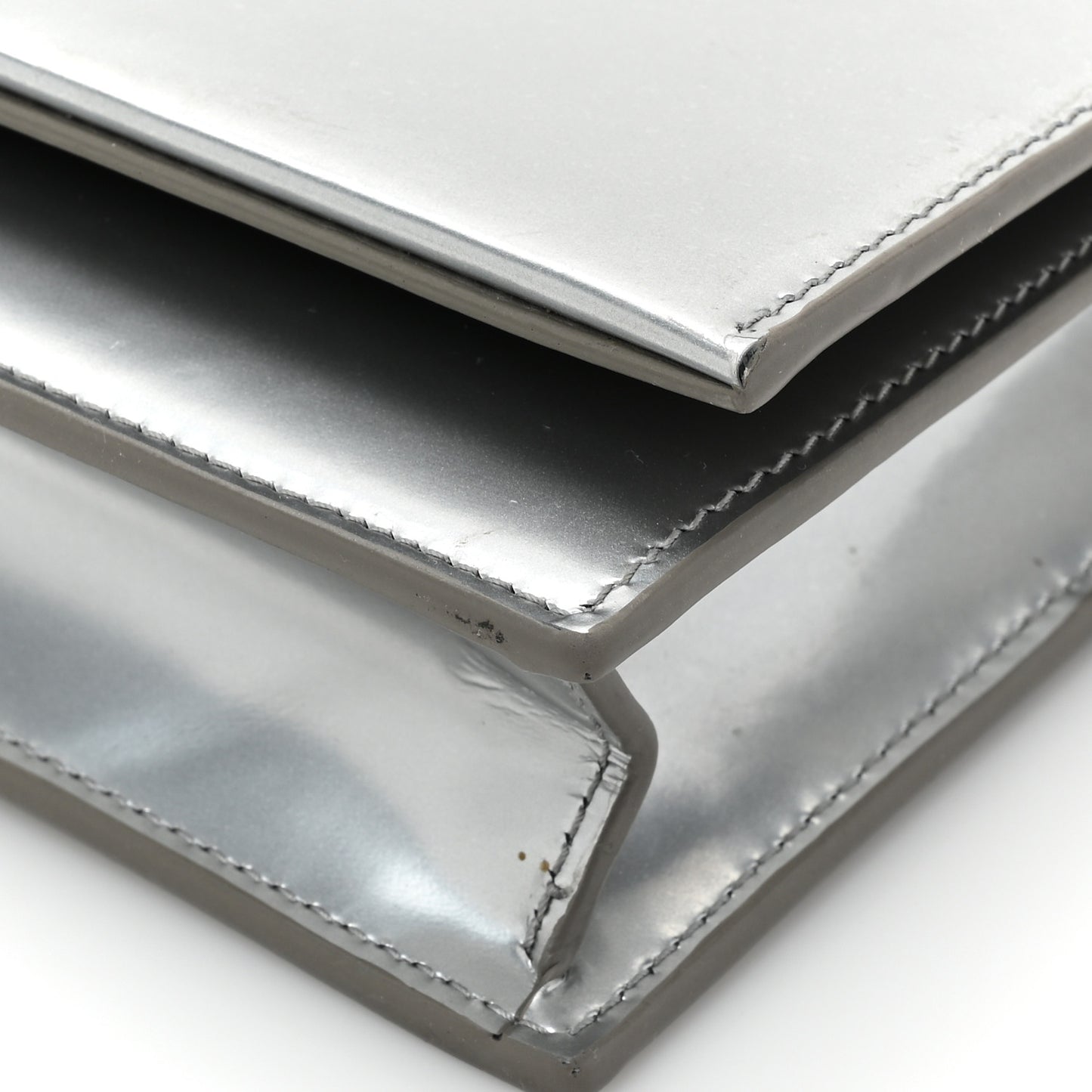 Metallic Calfskin Kate Monogram Tassel Chain Wallet Silver