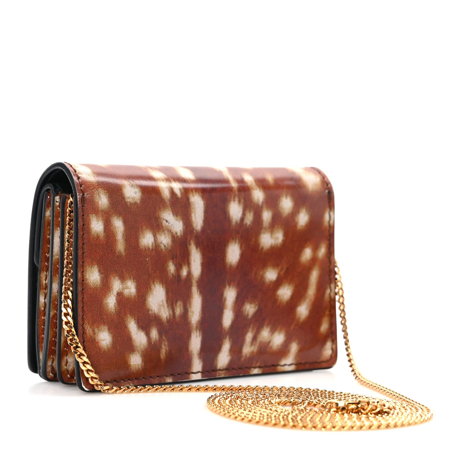 Burberry Calfskin Deer Printed Jessie Chain Card Case Malt Brown 3 of 11