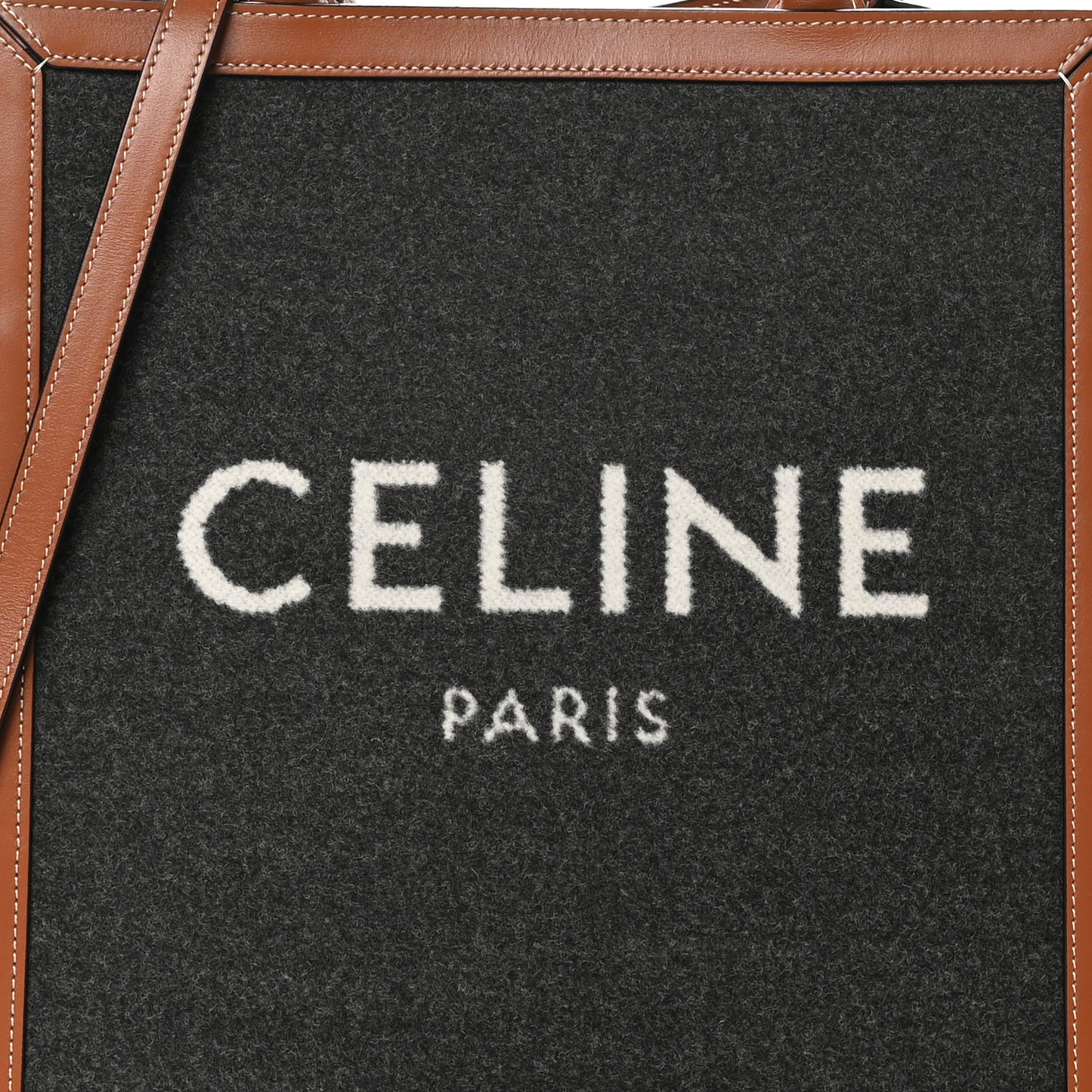 Calfskin Felt Logo Print Small Vertical Cabas Grey Tan