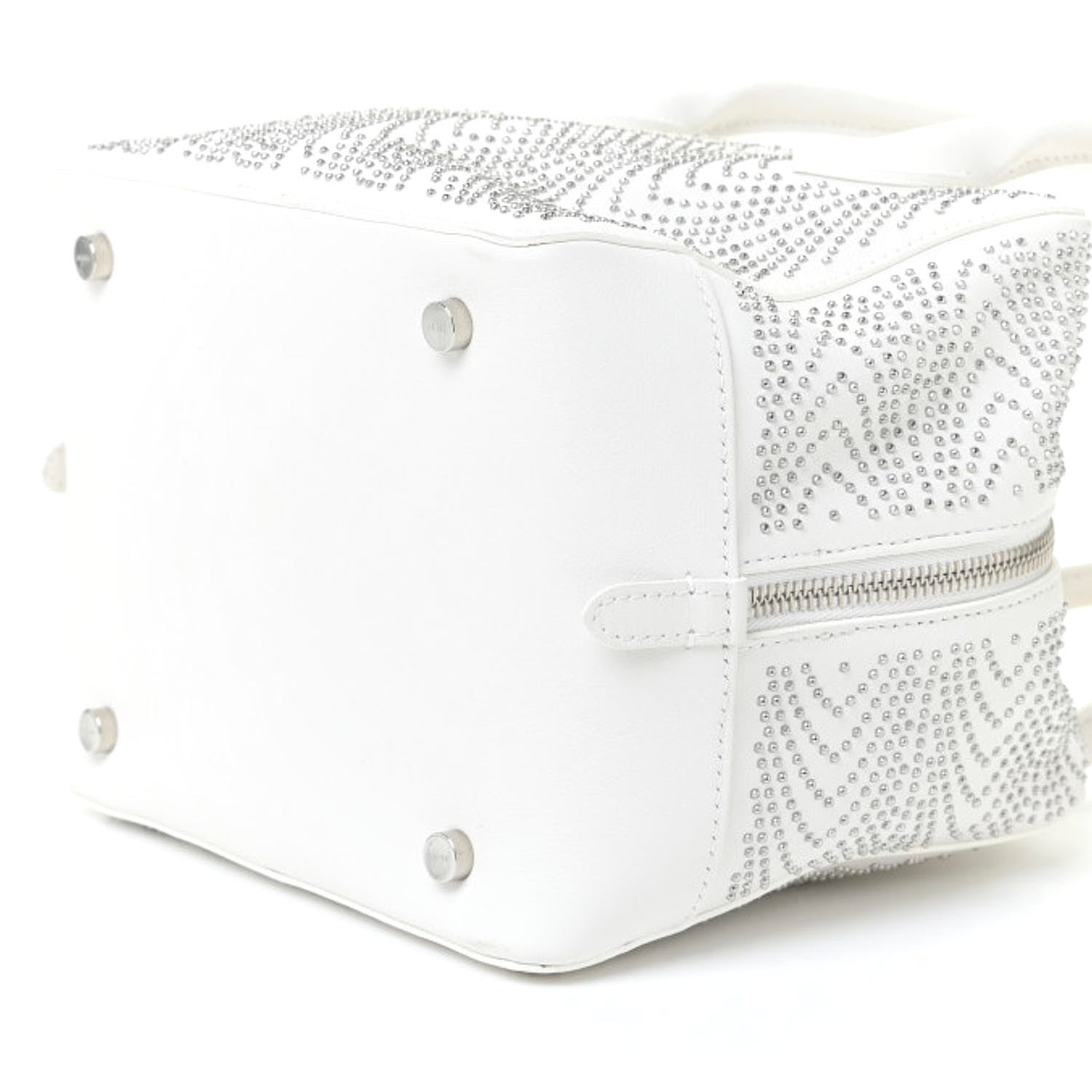 Alaia Calfskin Studded Small Elga Top Handle Bag White 3 of 11
