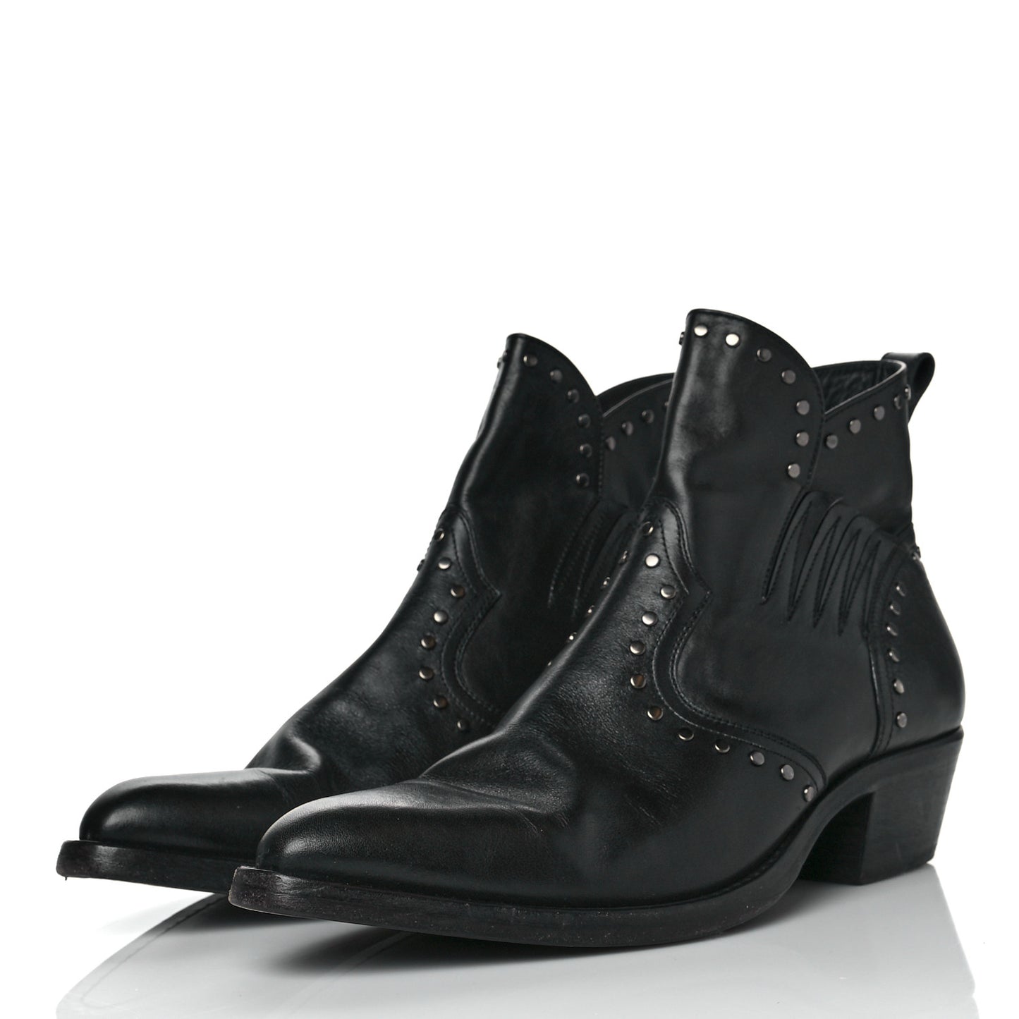 Leather Dakota 50 Stud Bootie 42 Black