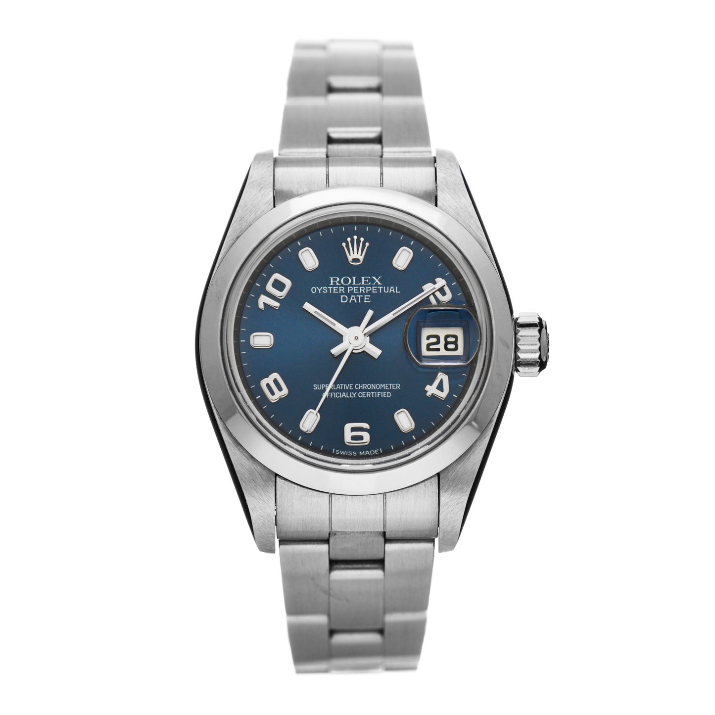 Stainless Steel 26mm Oyster Perpetual Date Watch Blue 79160