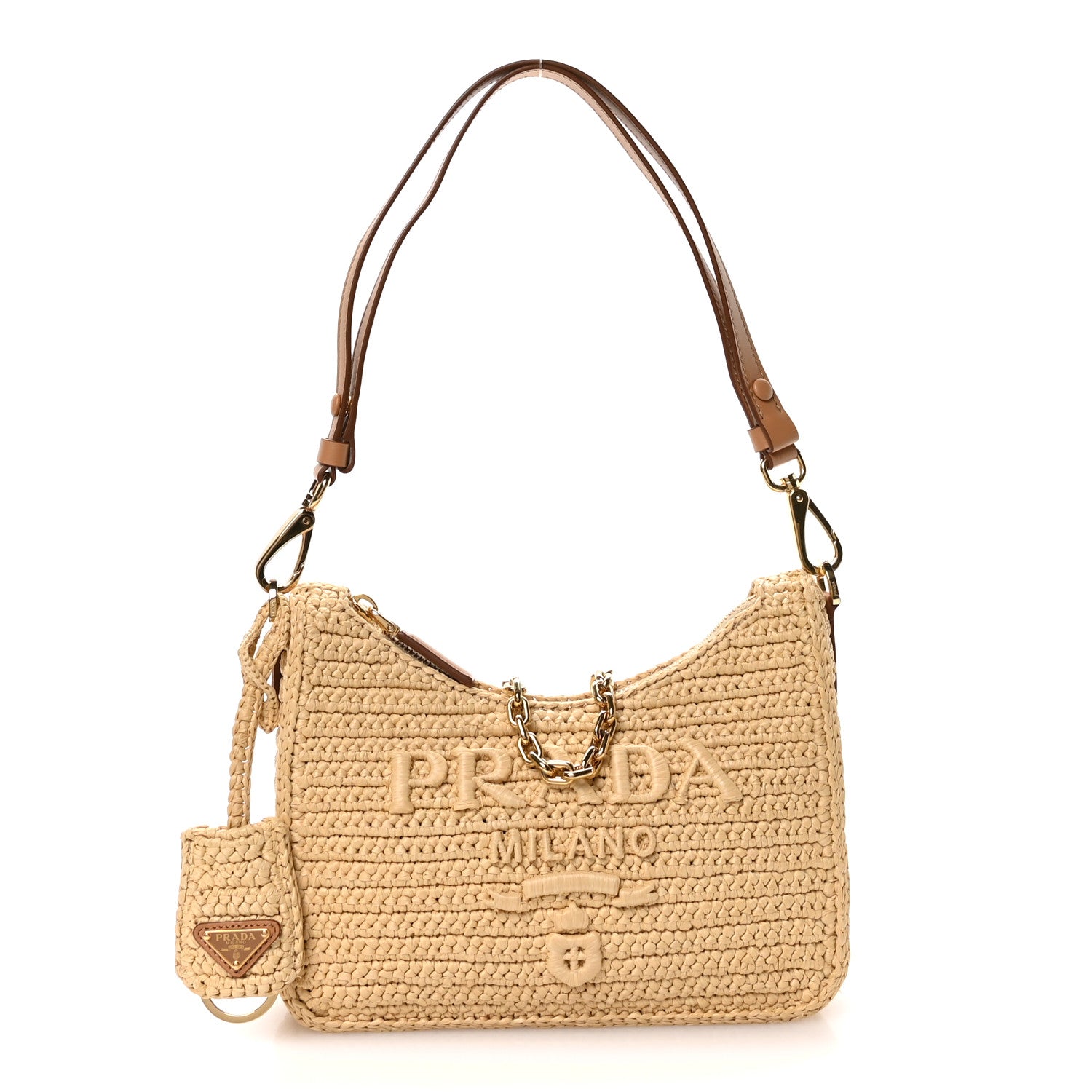 Prada Yarn Raffia Effect Crochet Mini Re-Edition 2000 Shoulder Bag
