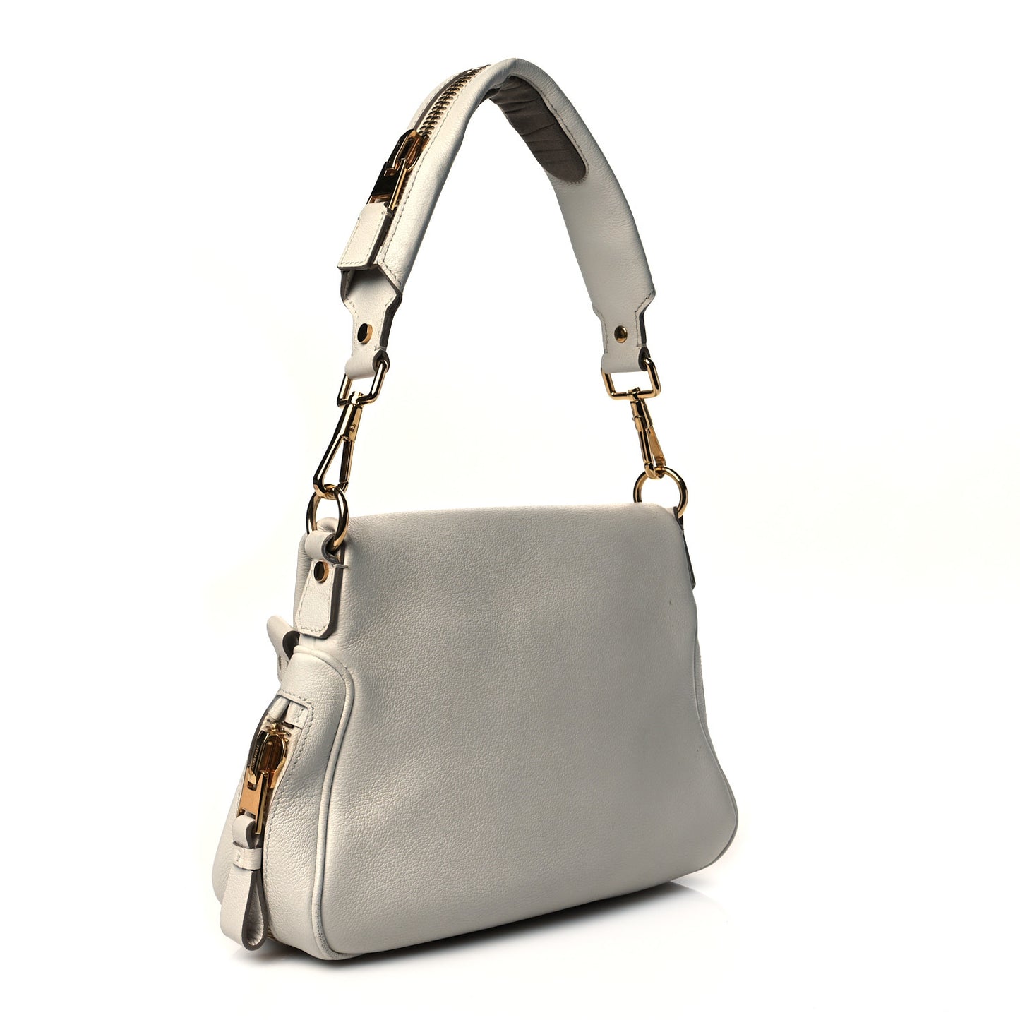 Grained Calfskin Medium Jennifer Crossbody Bag Chalk