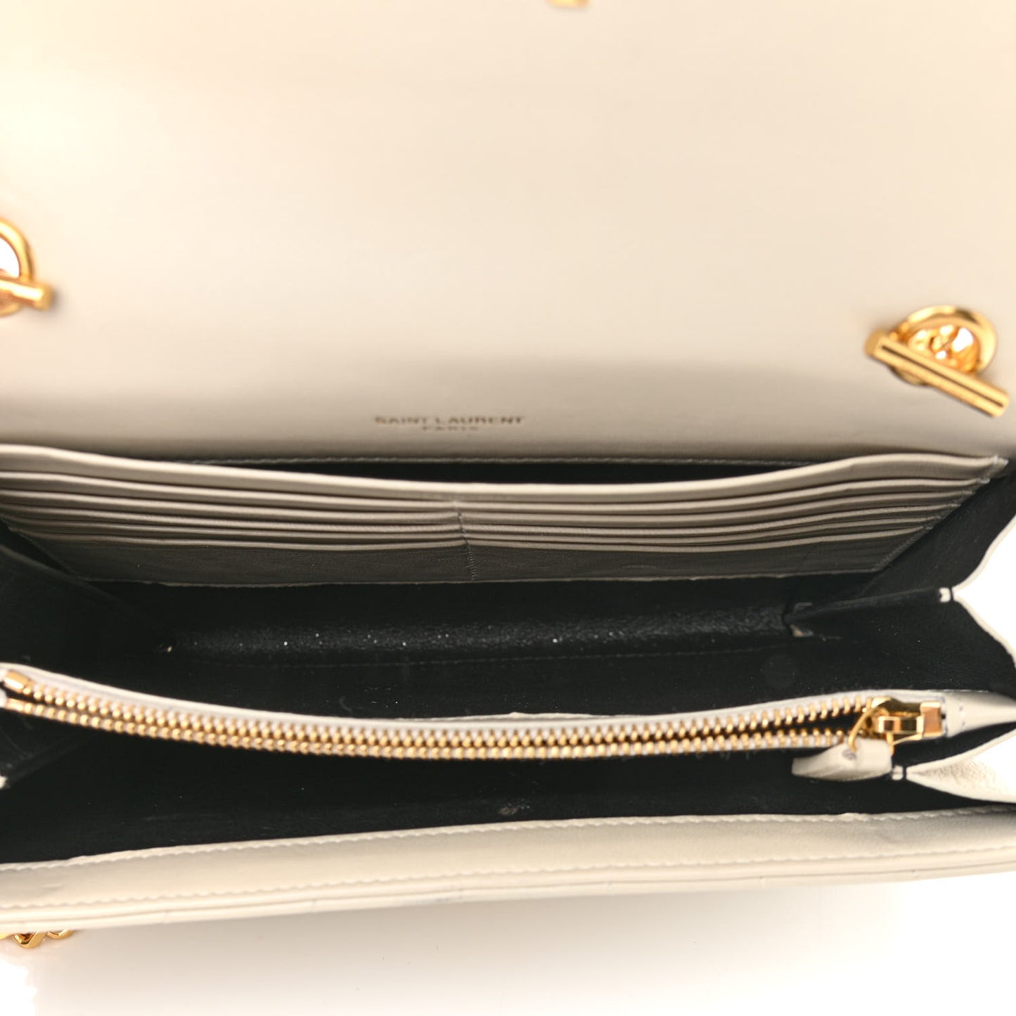 Lambskin Matelasse Monogram Vicky Chain Wallet Off White