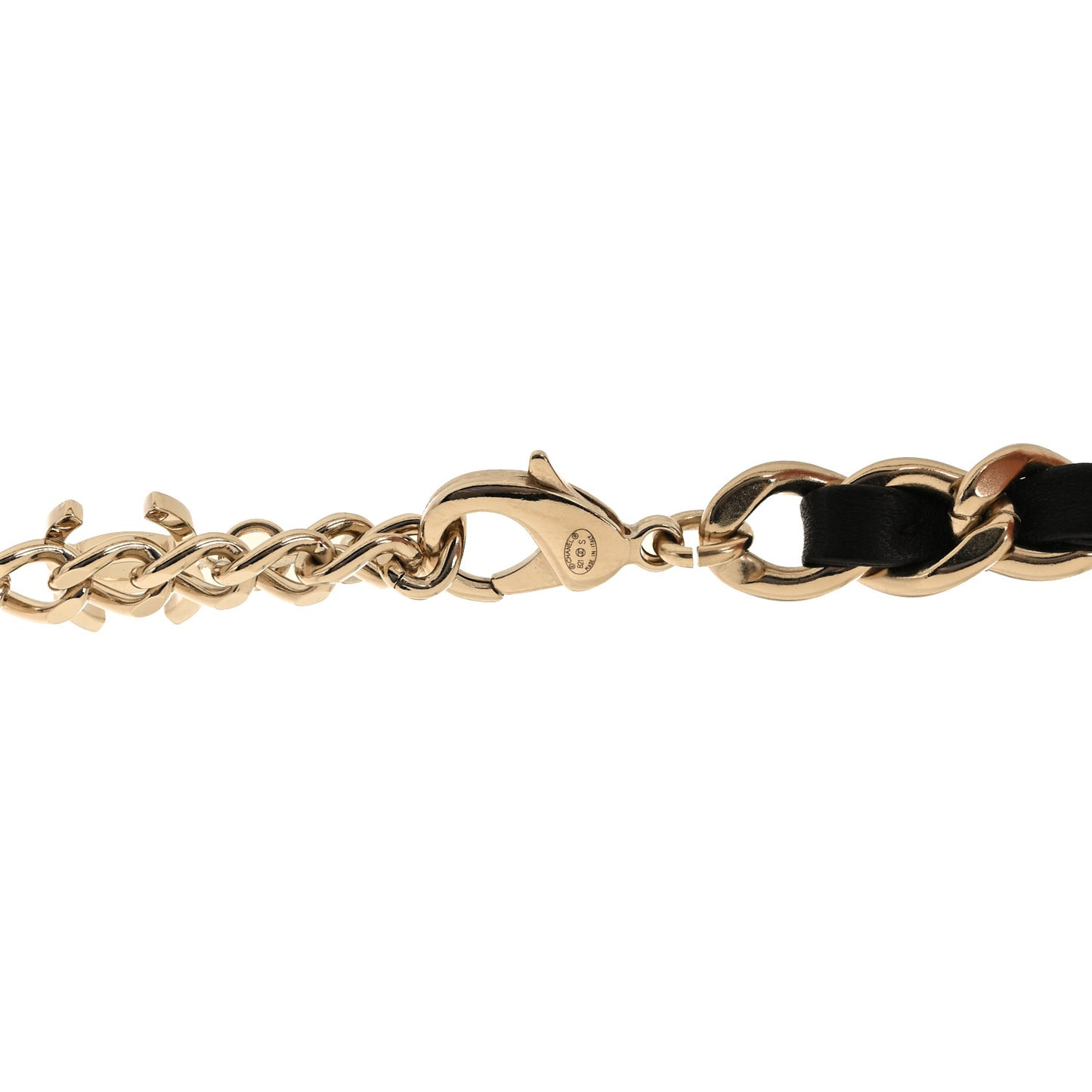 Metal Lambskin Chain Flap Bag Long Necklace Gold Black