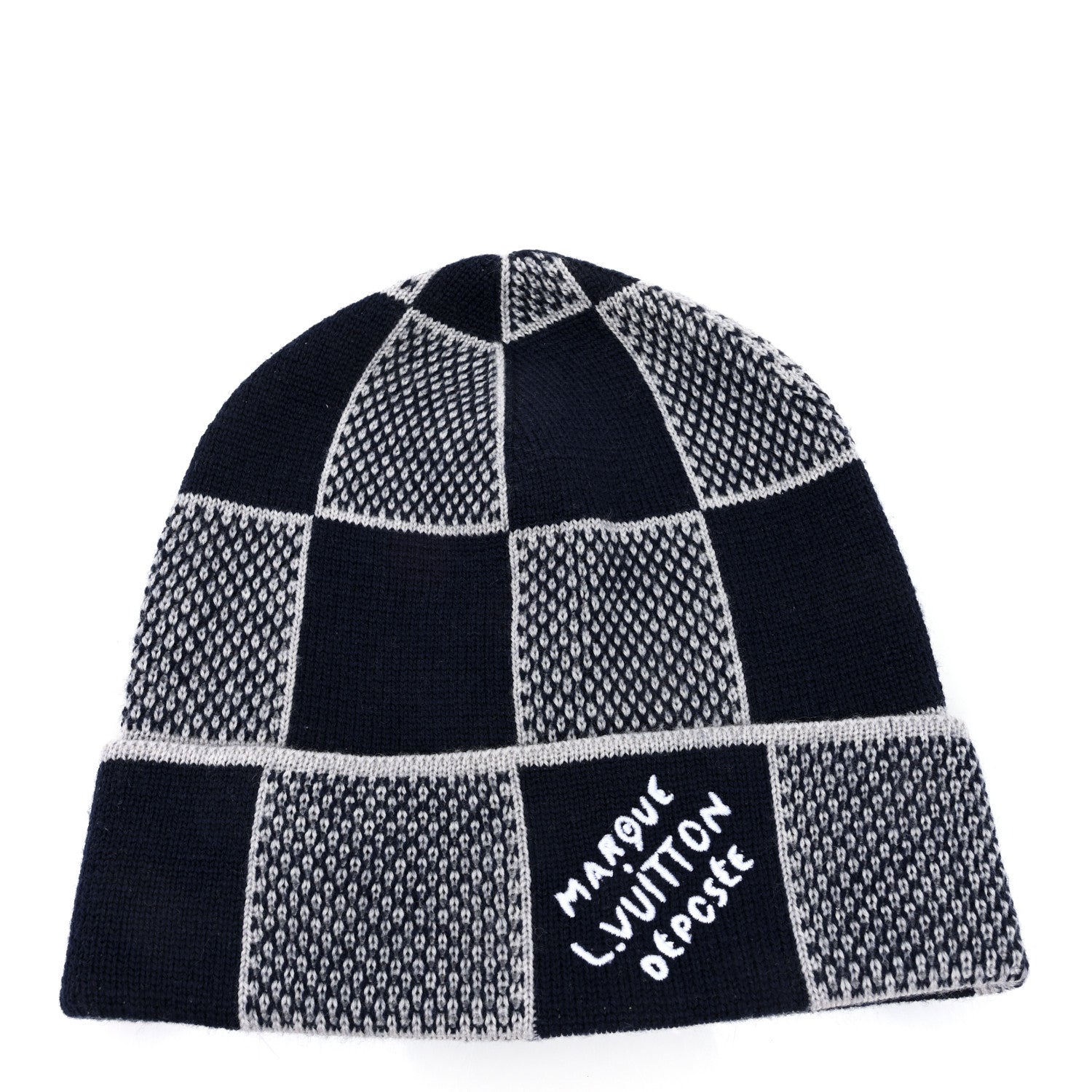 Louis Vuitton Wool Damier Heritage Beanie Navy Blue 1600472