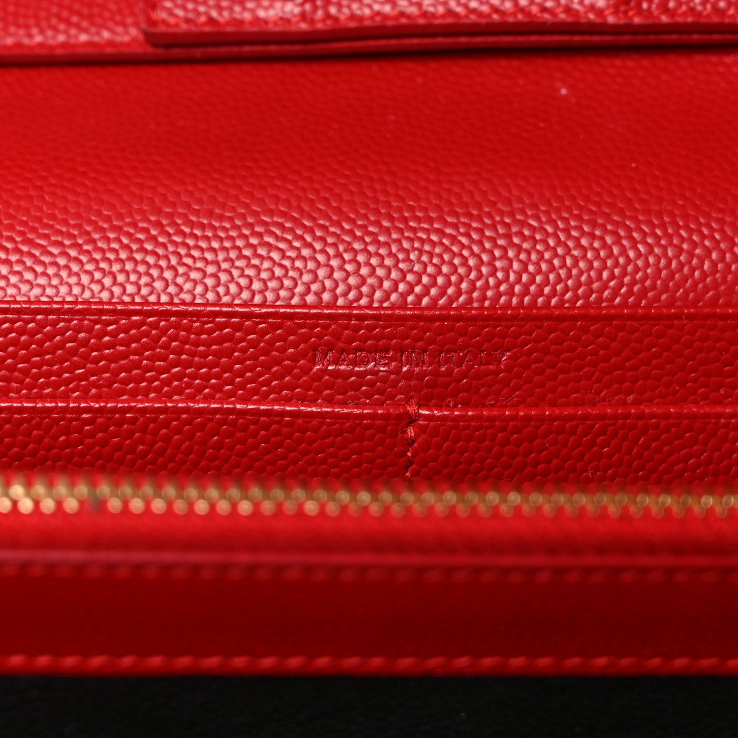 Saint Laurent Grain De Poudre Matelasse Chevron Monogram Chain Wallet Red 6 of 9