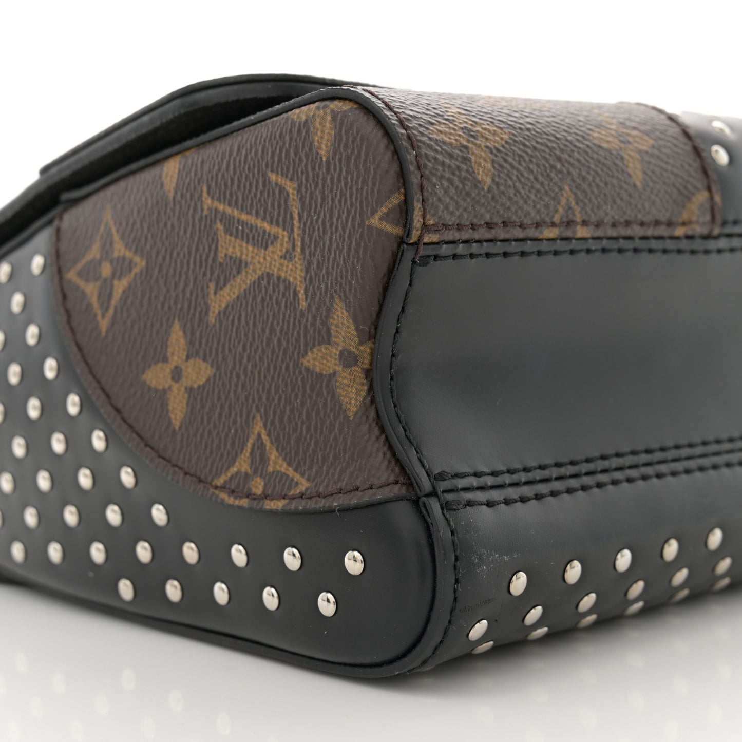 Calfskin Monogram Twist Studded Shoulder Bag MM Black
