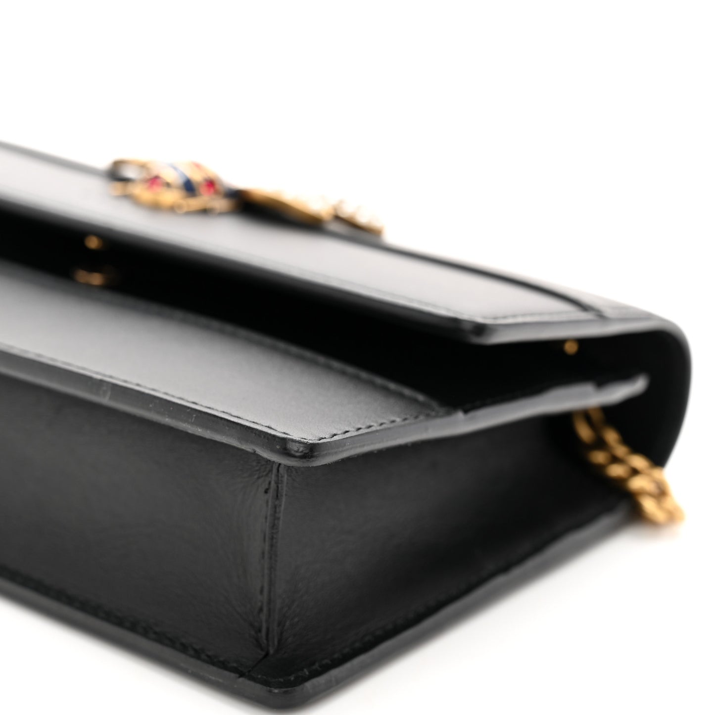 Calfskin Queen Margaret Chain Wallet Black