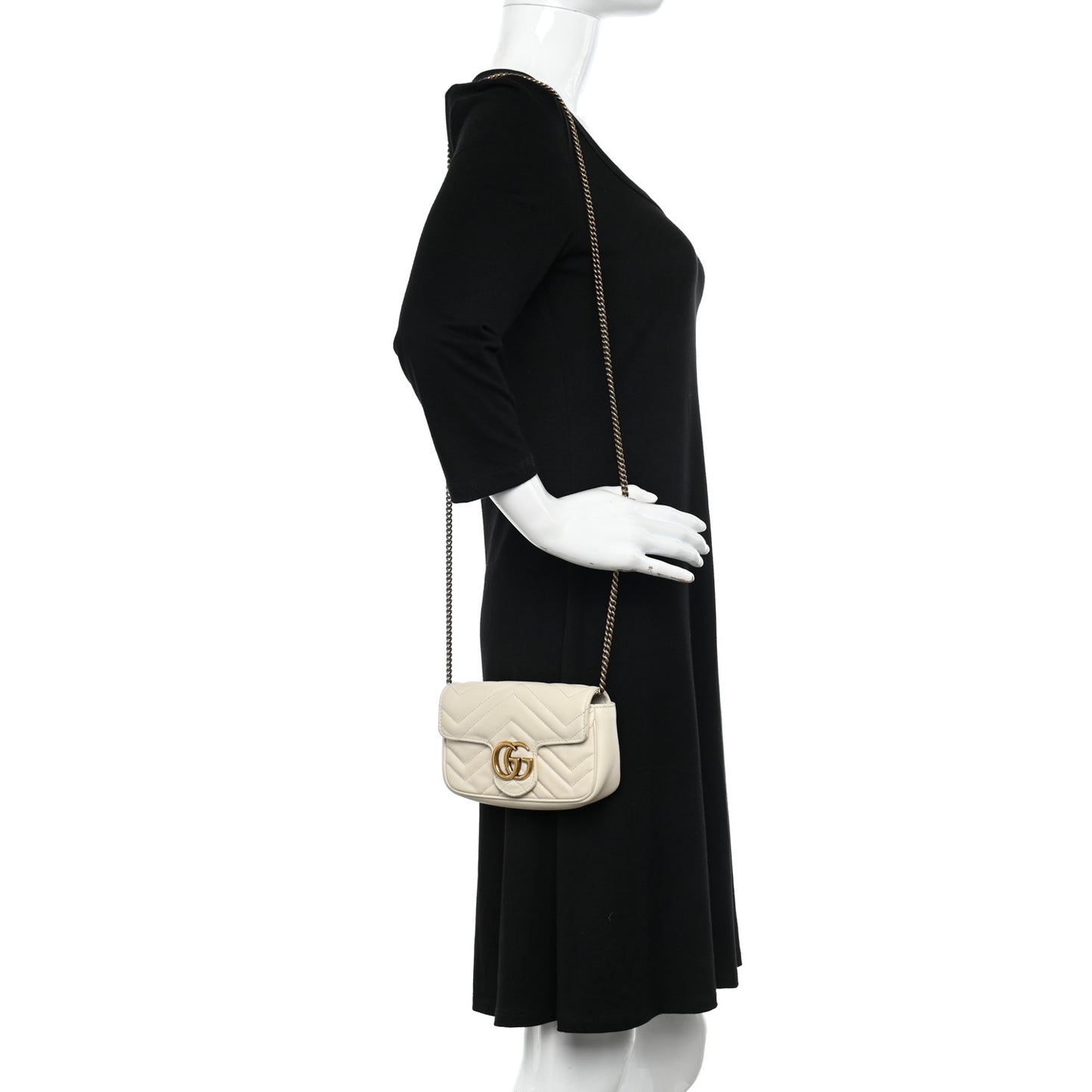 Calfskin Matelasse Super Mini GG Marmont Shoulder Bag White