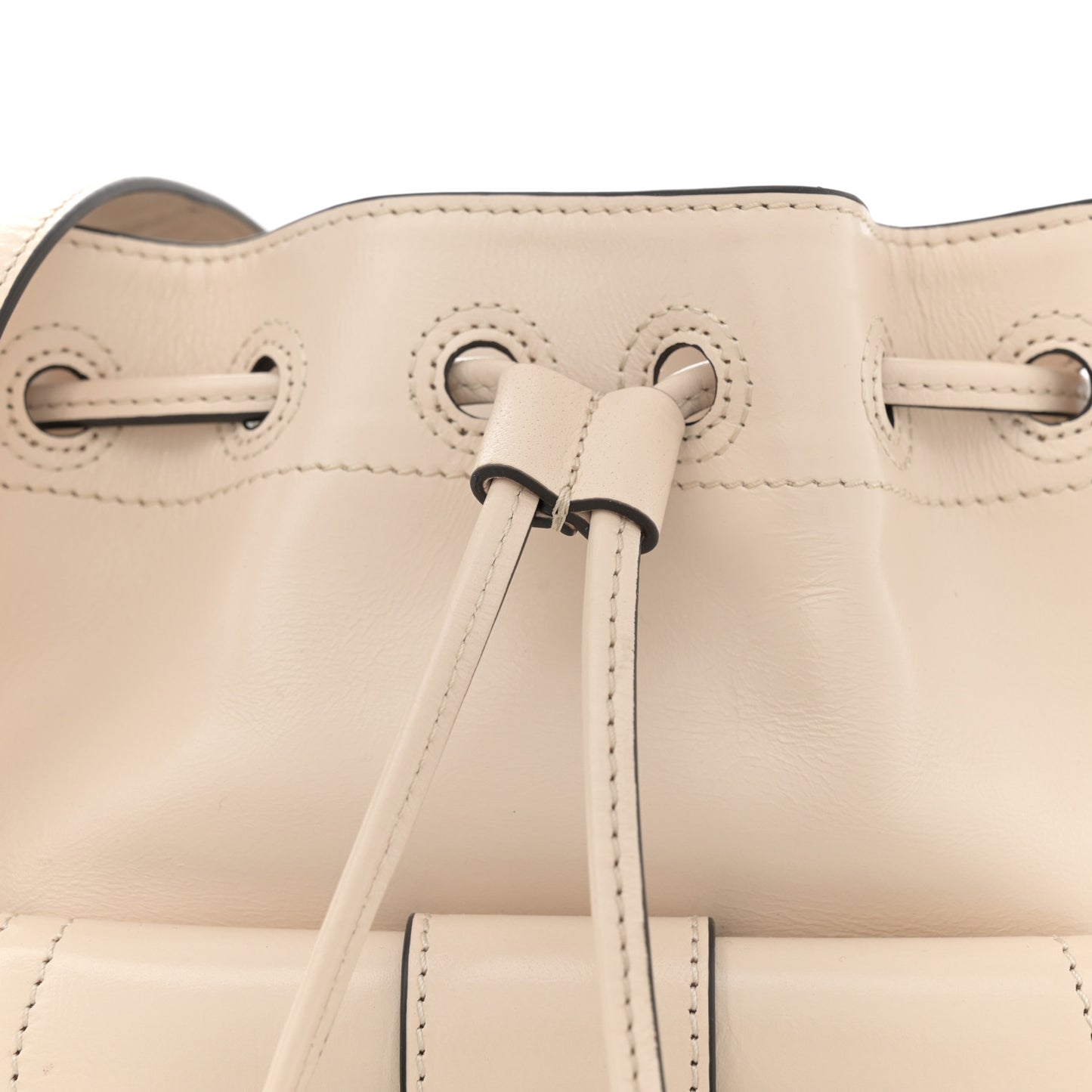 Shiny Calfskin Camera Bucket Bag Sweet Beige