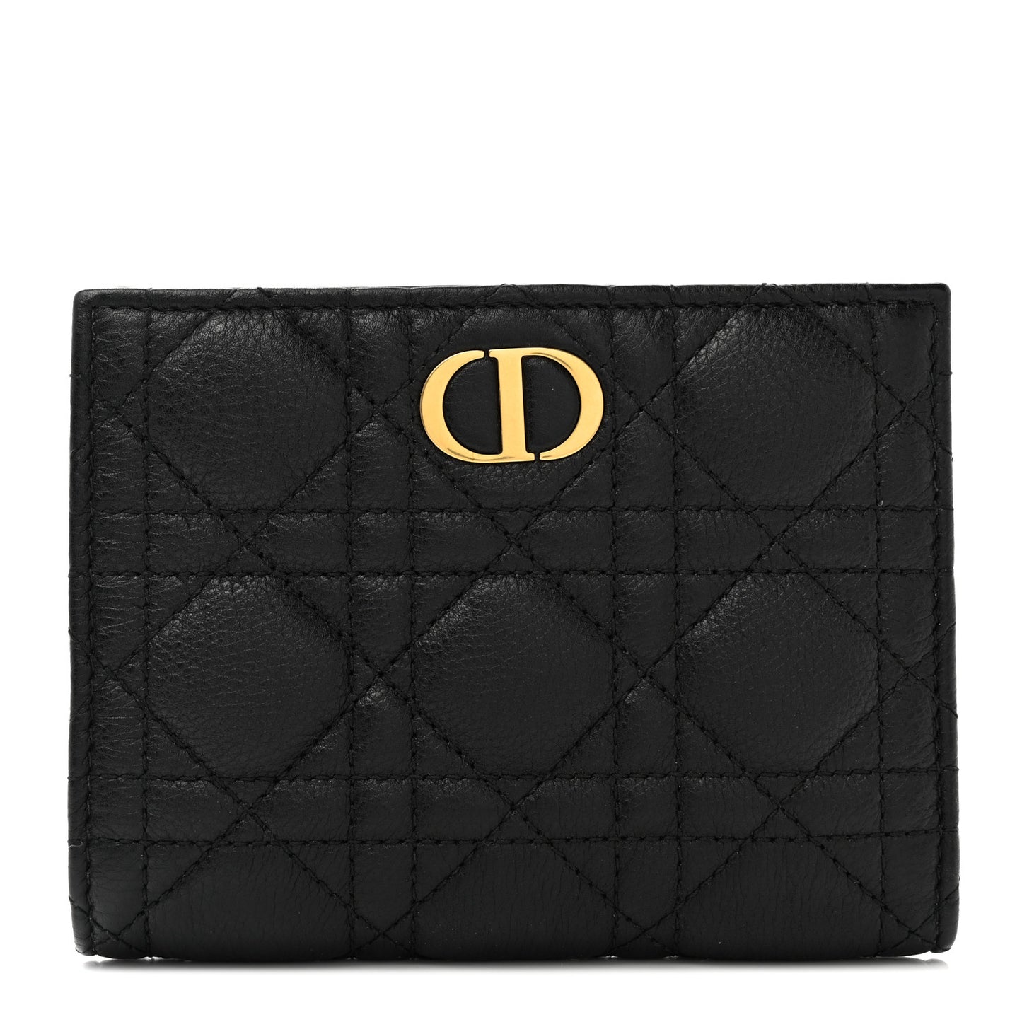 Supple Calfskin Cannage Caro Slim Wallet Black