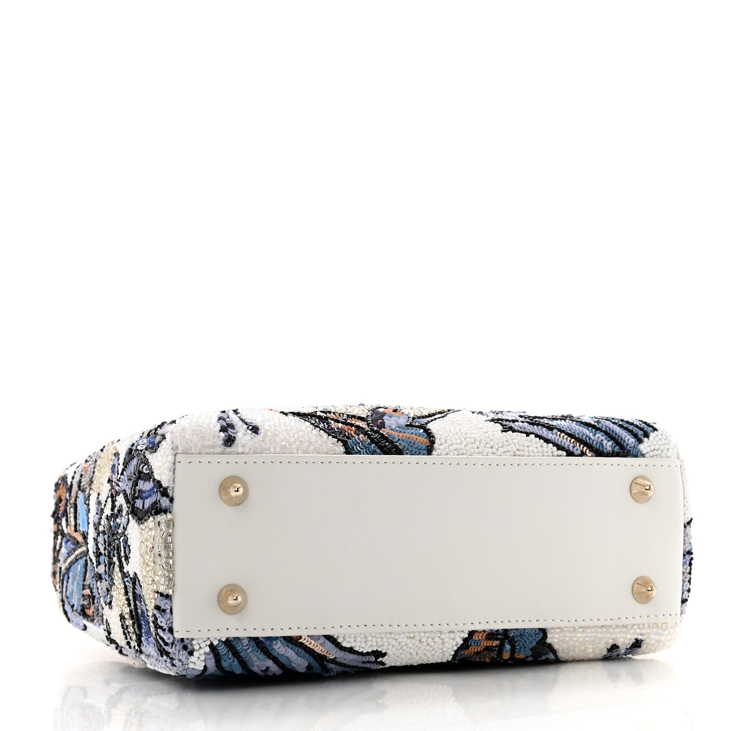 Calfskin Toile de Jouy Beaded Sequin Embroidered Small Mexico Lady Dior White Pastel Midnight Blue