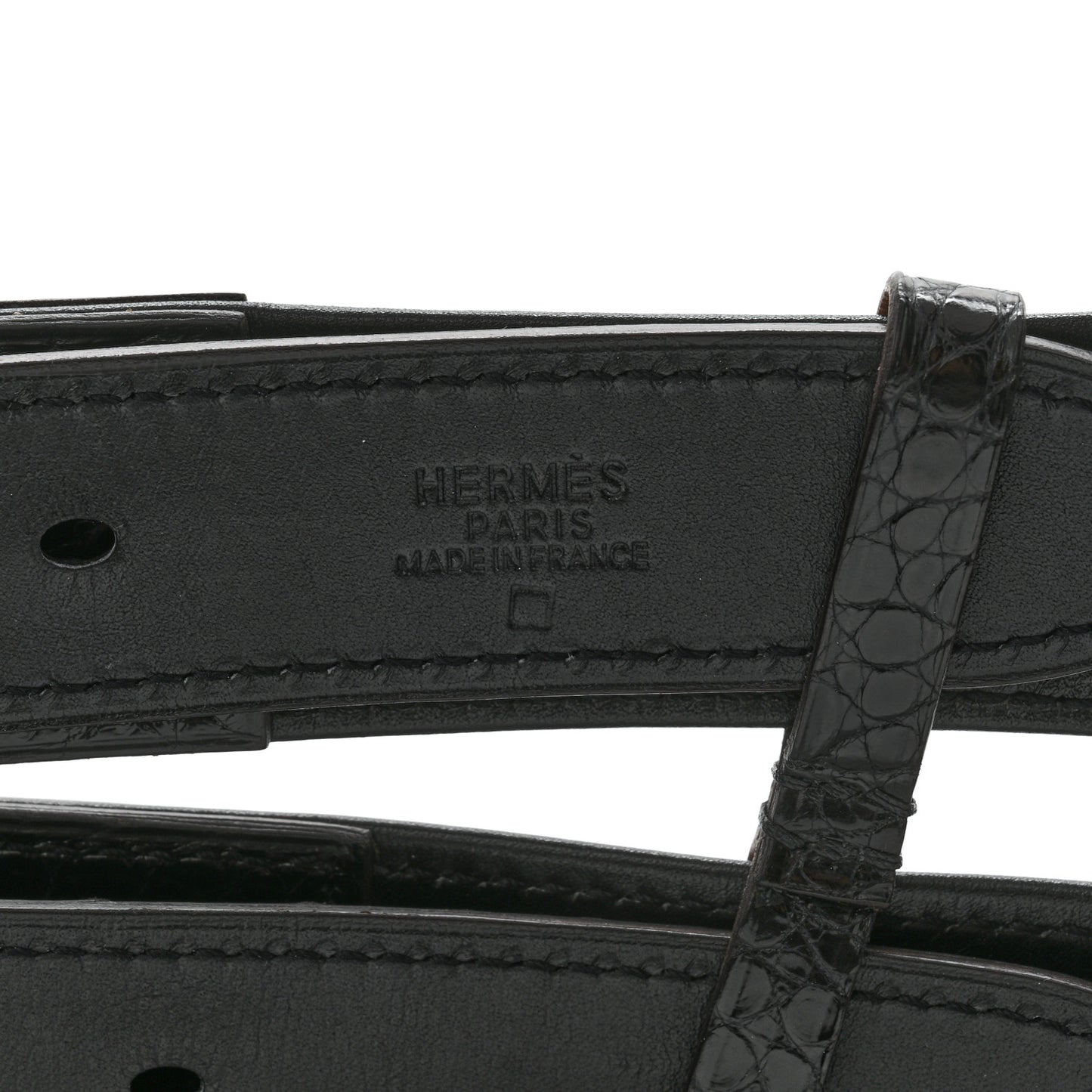 Shiny Alligator Double Strap Etriviere Belt Black