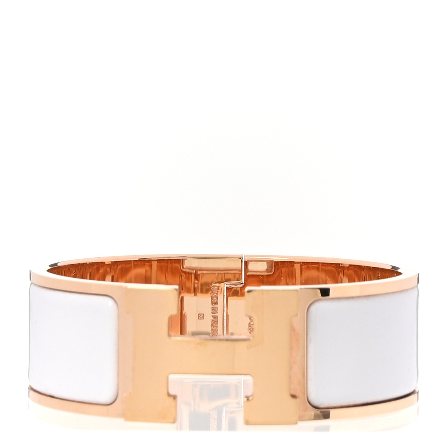 Hermes Enamel Wide Clic Clac H Bracelet GM White 1912223