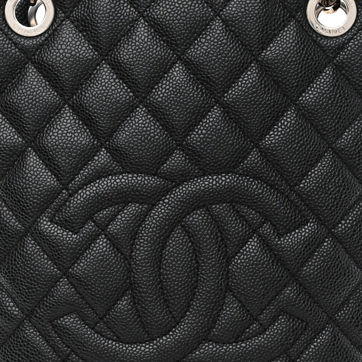 Caviar Quilted Petit Shopping Tote PST Black