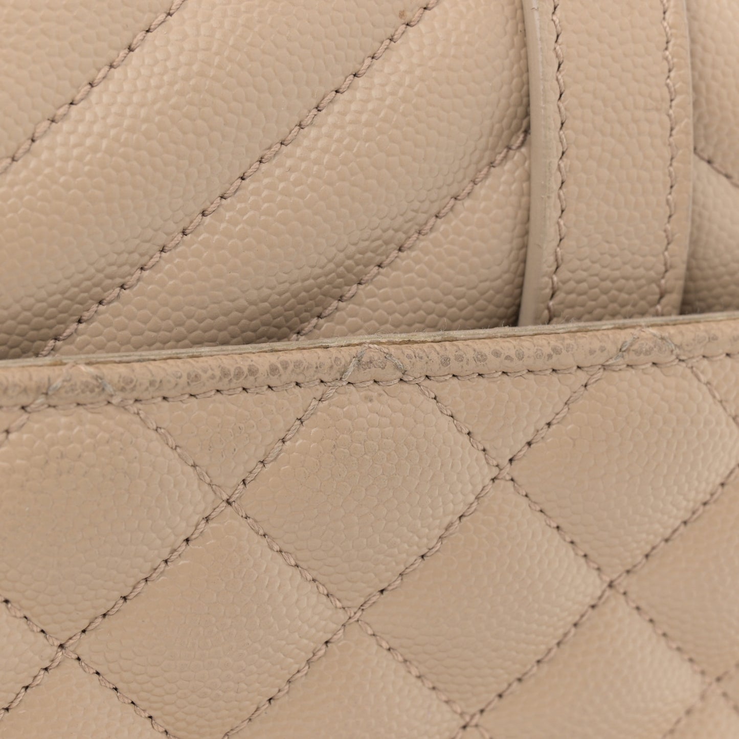 Grain De Poudre Textured Mixed Matelasse Medium Triquilt Monogram Satchel Dark Beige