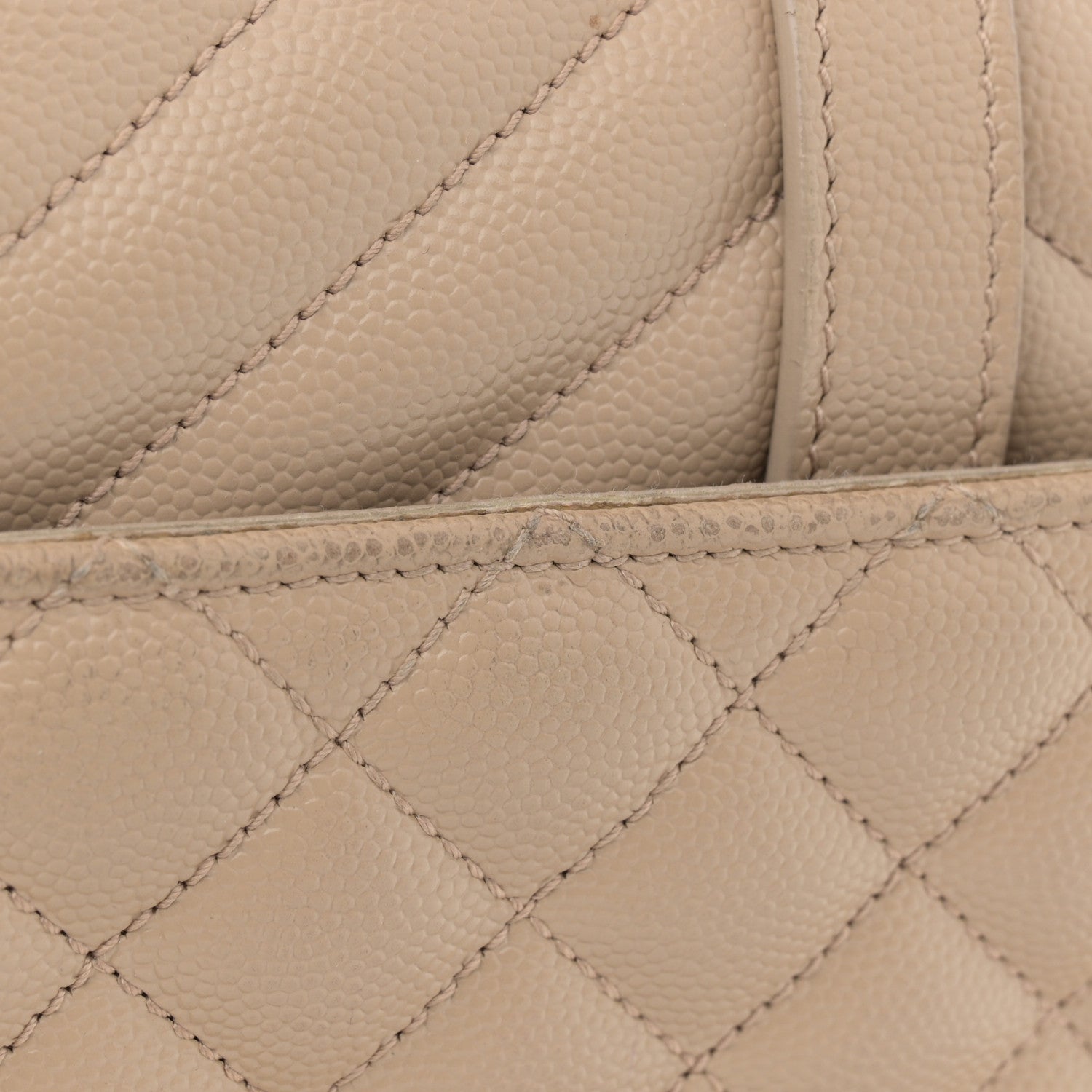 Saint Laurent Grain De Poudre Textured Mixed Matelasse Medium Triquilt Monogram Satchel Dark Beige 17 of 17