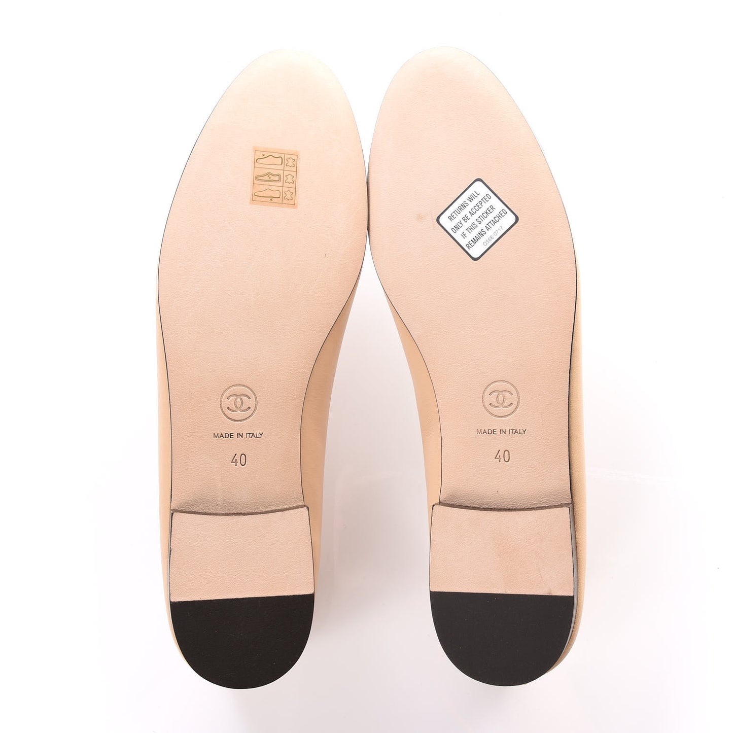 Lambskin Cap Toe CC Ballerina Flats 40 Beige Black