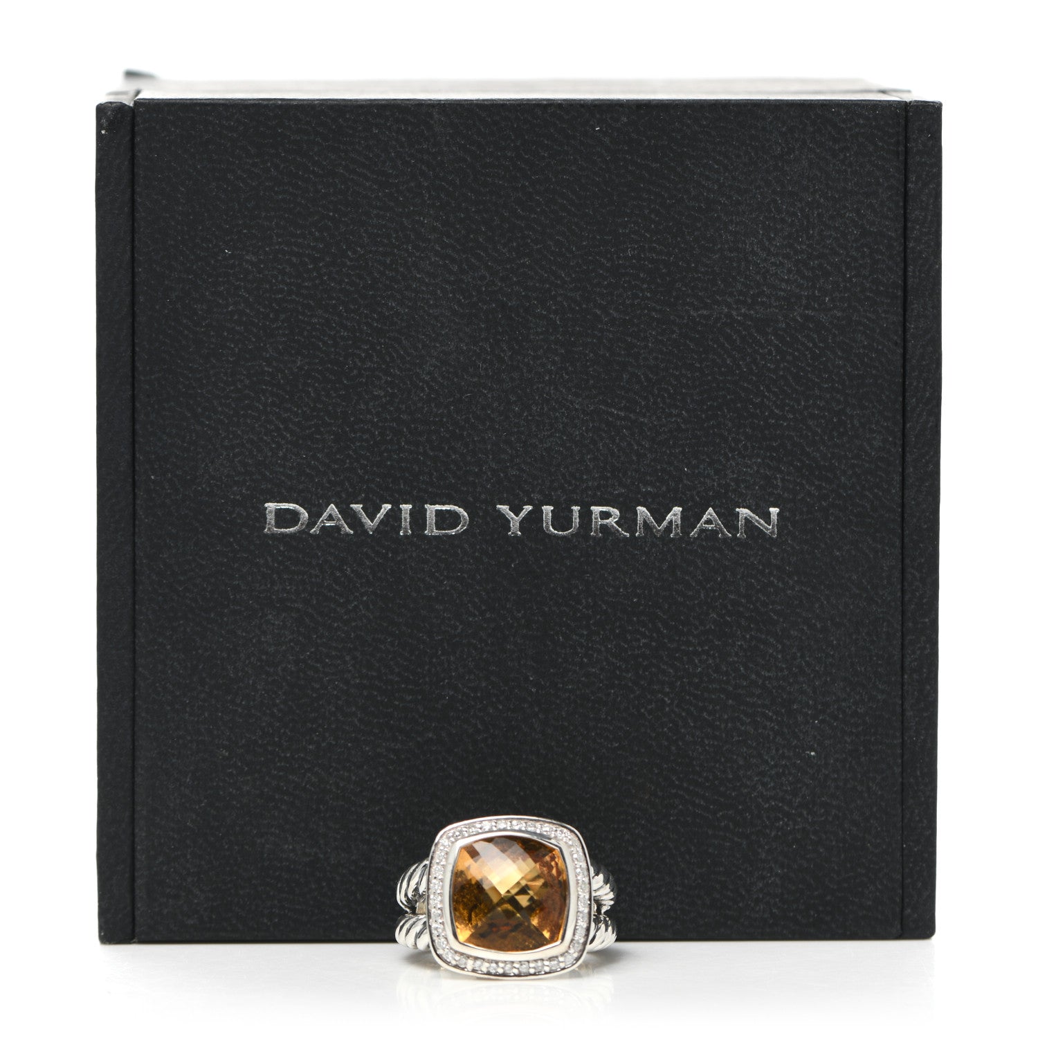David Yurman Sterling Silver Diamond Citrine 11mm Albion Ring 51 5.75 6 of 6