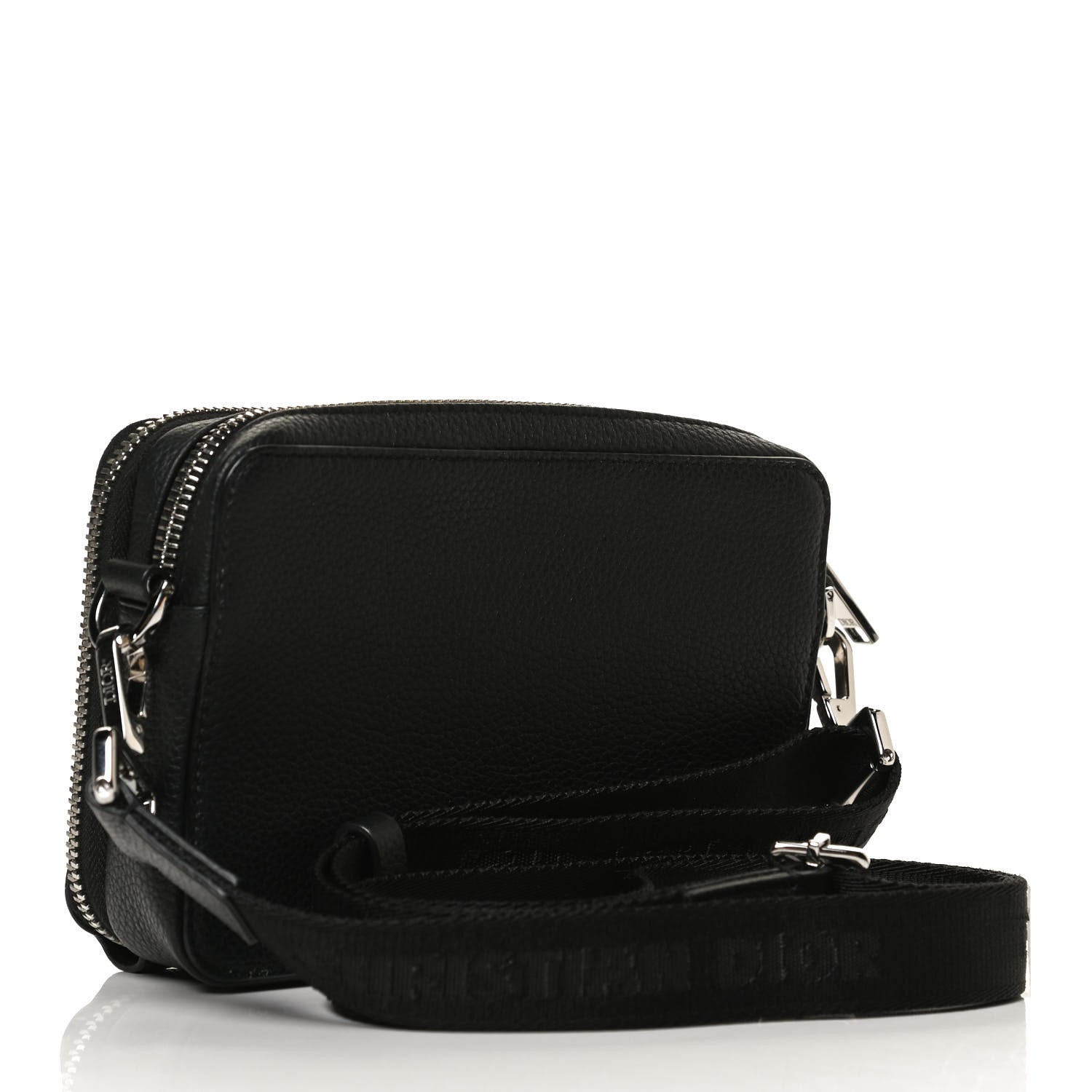 Christian Dior X SHAWN STUSSY Grained Calfskin Double Zip Crossbody Pouch Black 2 of 10