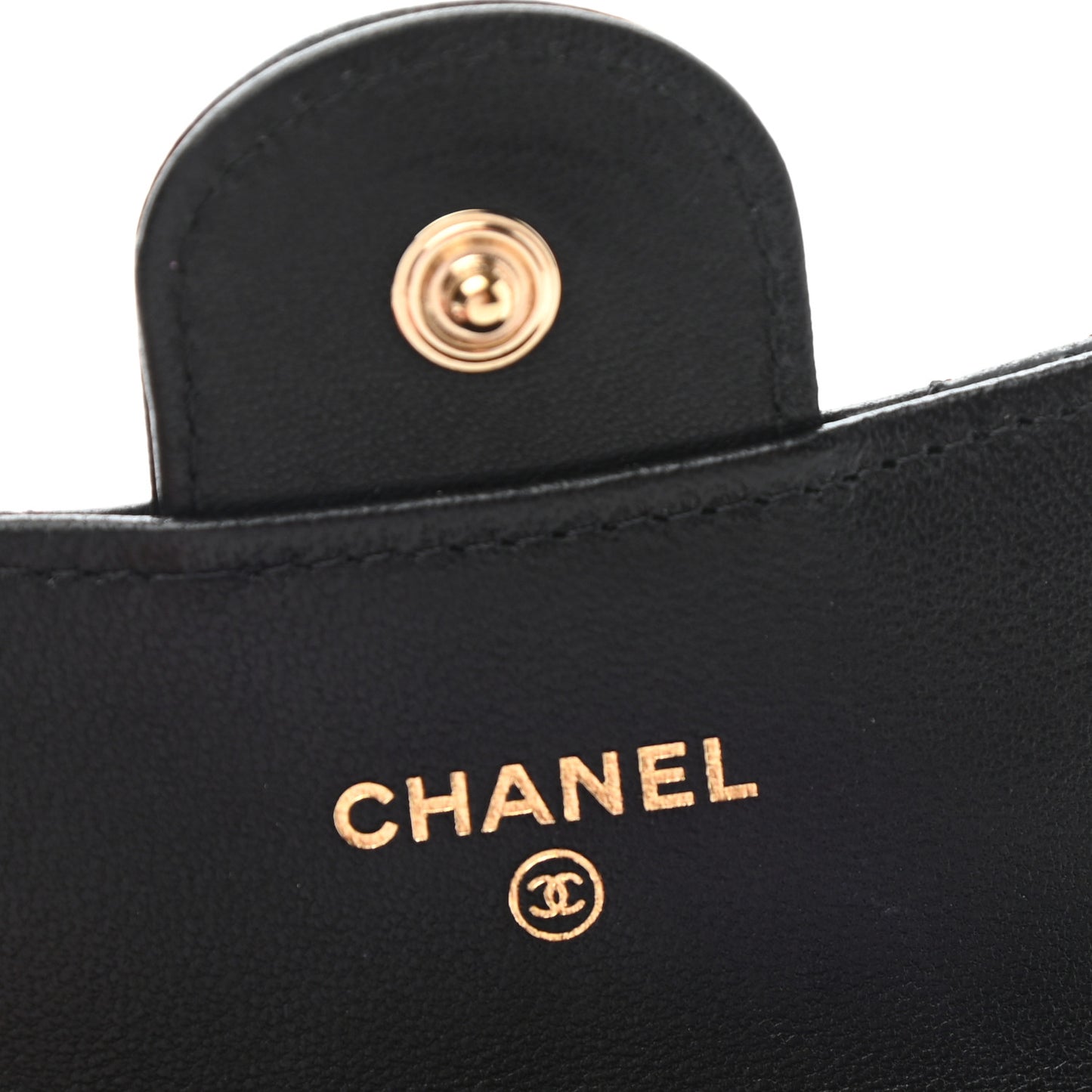 Lambskin Quilted Flap Card Holder Wallet Black
