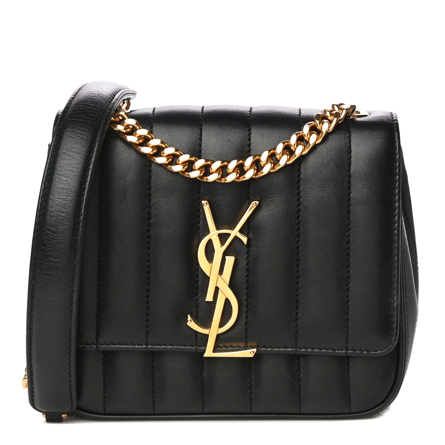 Saint Laurent Lambskin Matelasse Monogram Small Vicky Chain Bag Black 1 of 10