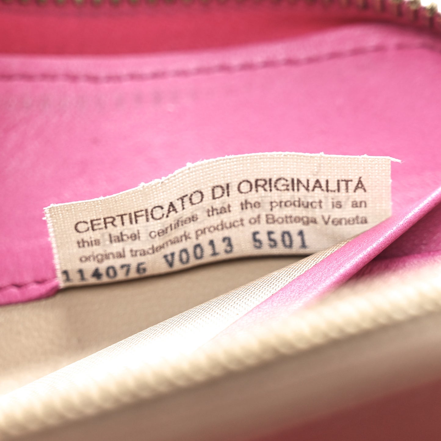 Nappa Intrecciato Zip Around Wallet Rosa Shock
