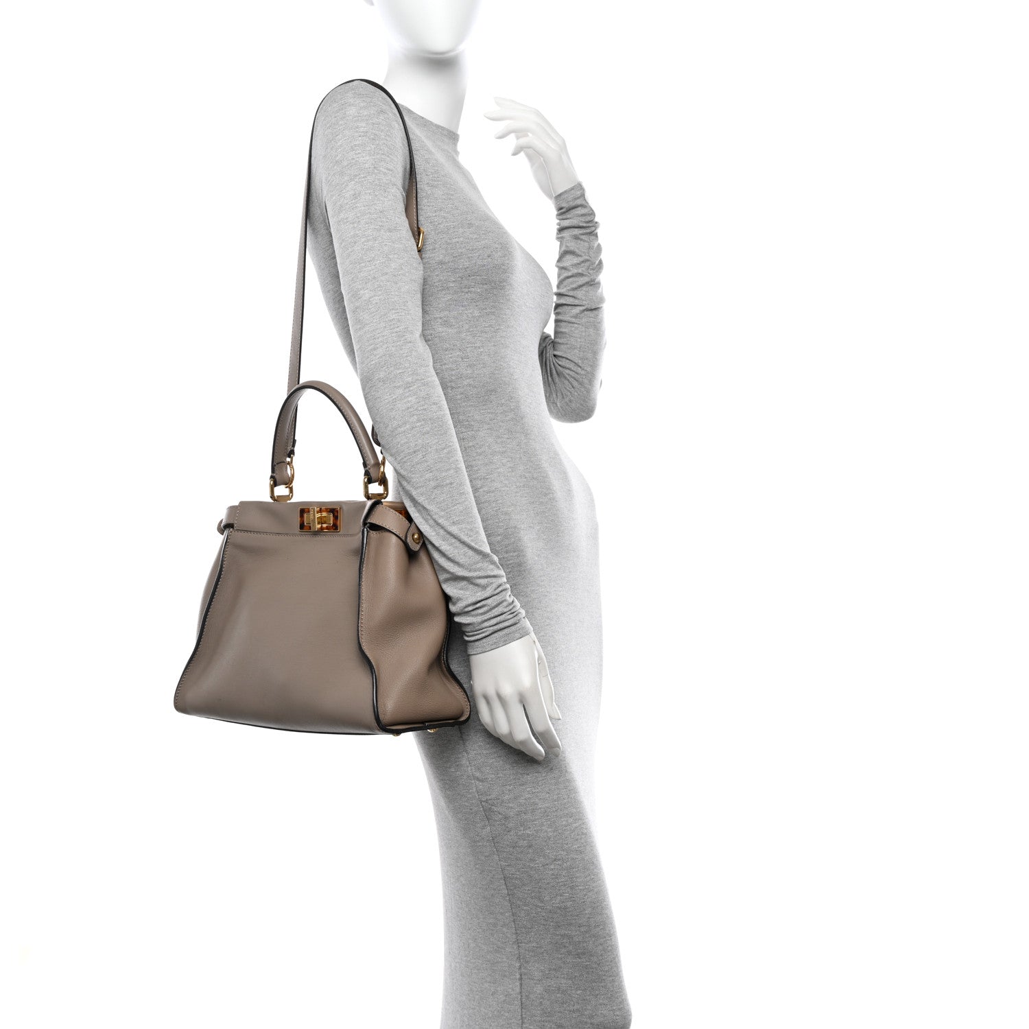 Fendi Vitello Seta Plexiglass Tortoise Medium Peekaboo Iconic Satchel Tortora 2 of 13