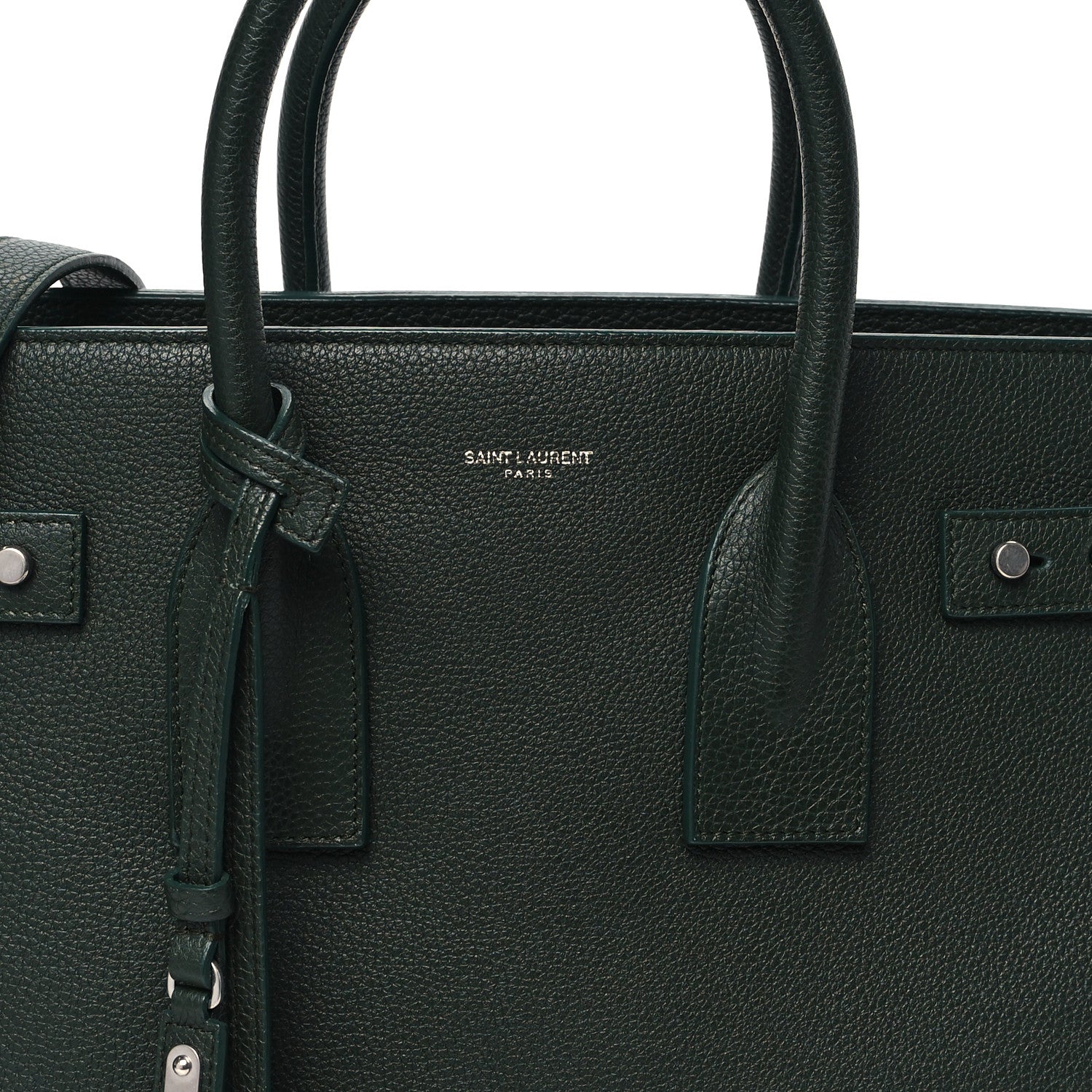Saint Laurent Grained Calfskin Small Supple Sac De Jour Dark Vert 9 of 13