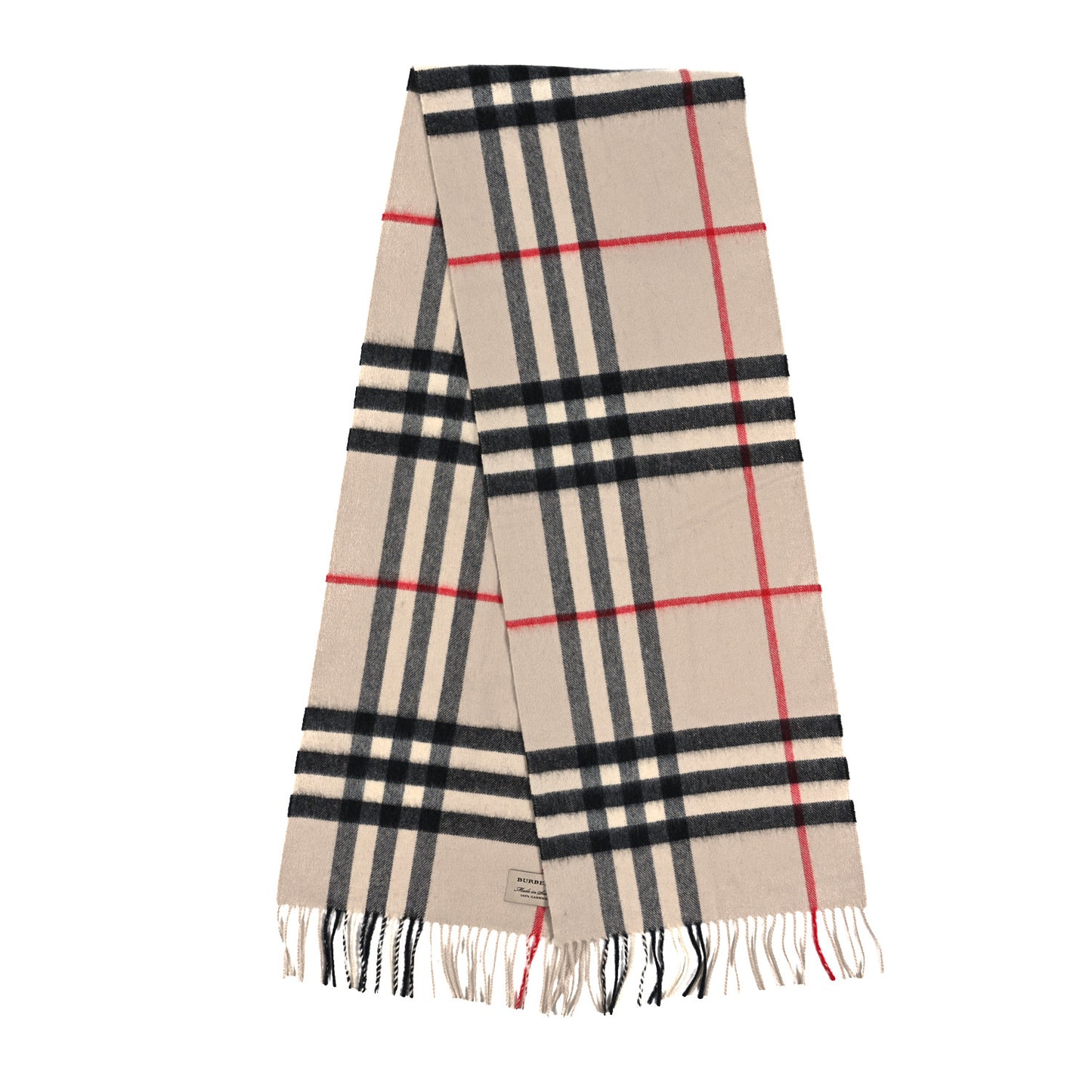 Cashmere House Check Fringe Scarf Camel