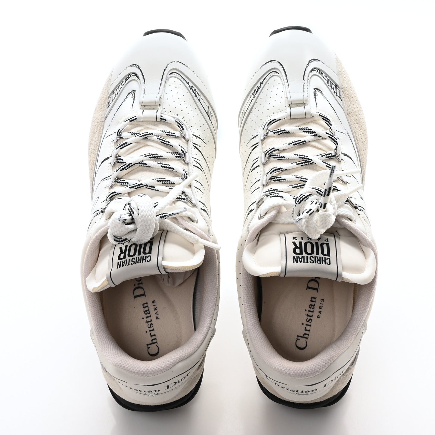 Calfskin Nylon Womens D-Sketch Sneakers 41 White