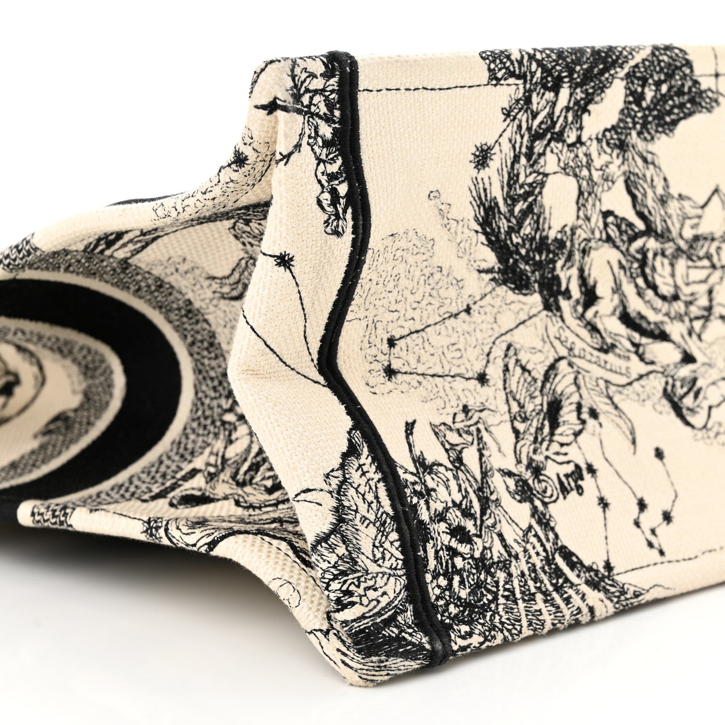 Canvas Embroidered Large Zodiac Toile De Jouy Book Tote Latte