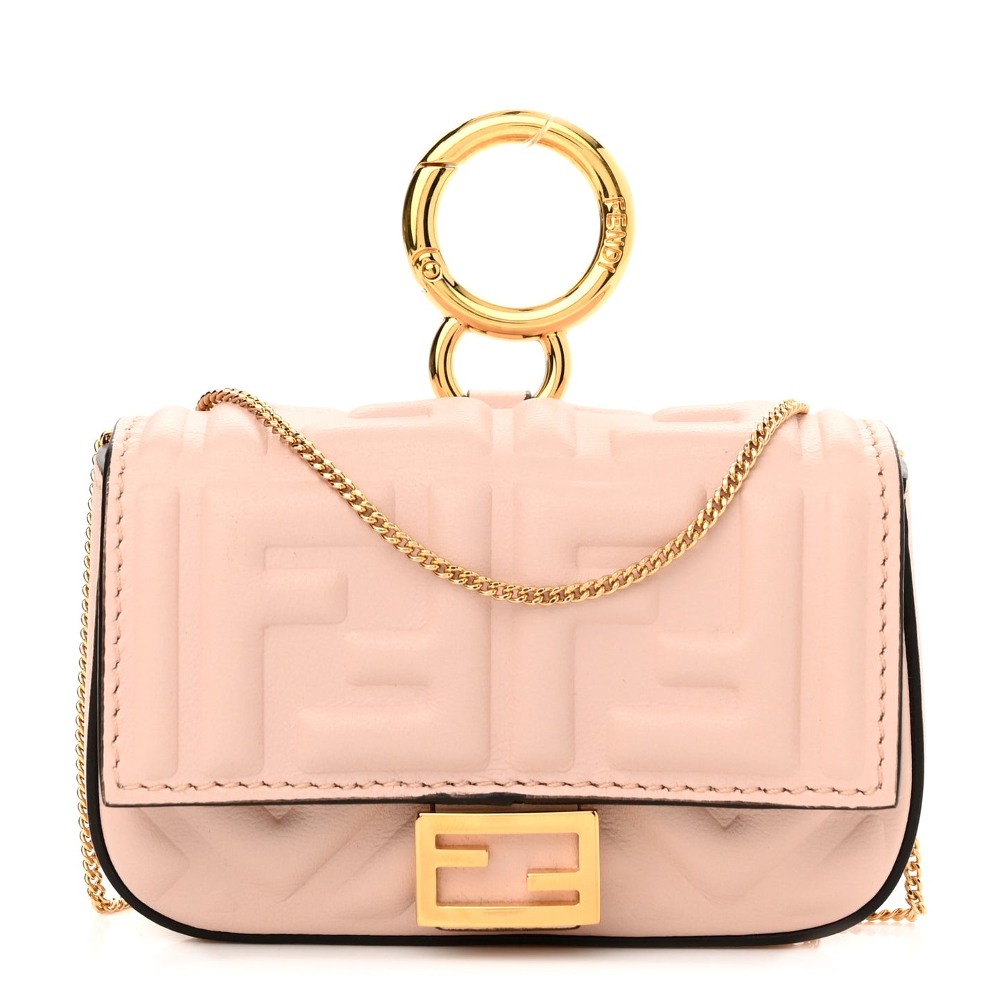 Nappa Matisse FF Embossed Nano Baguette Charm Rosa Quarzo