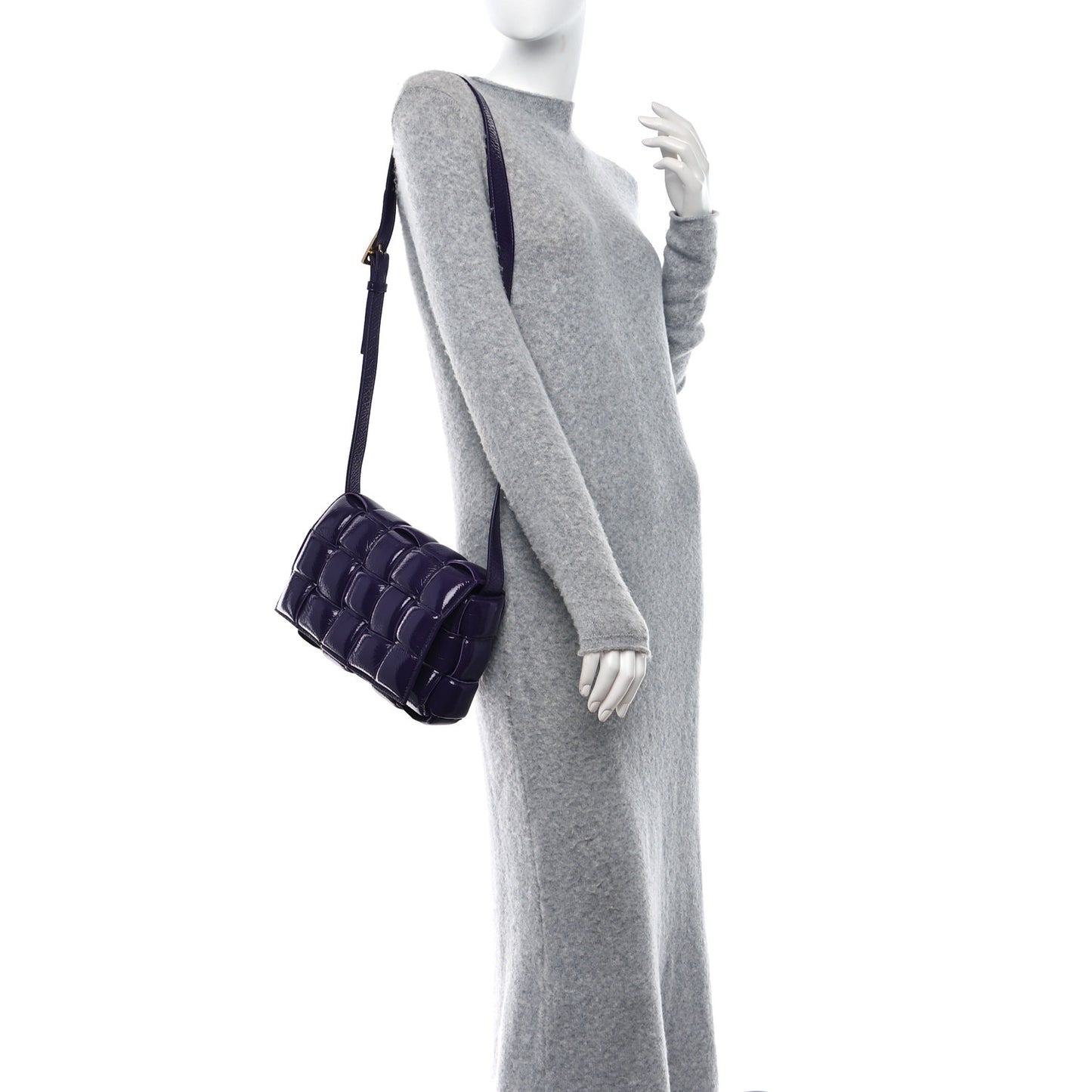 Textured Deerskin Maxi Intrecciato Padded Cassette Crossbody Bag Raisin