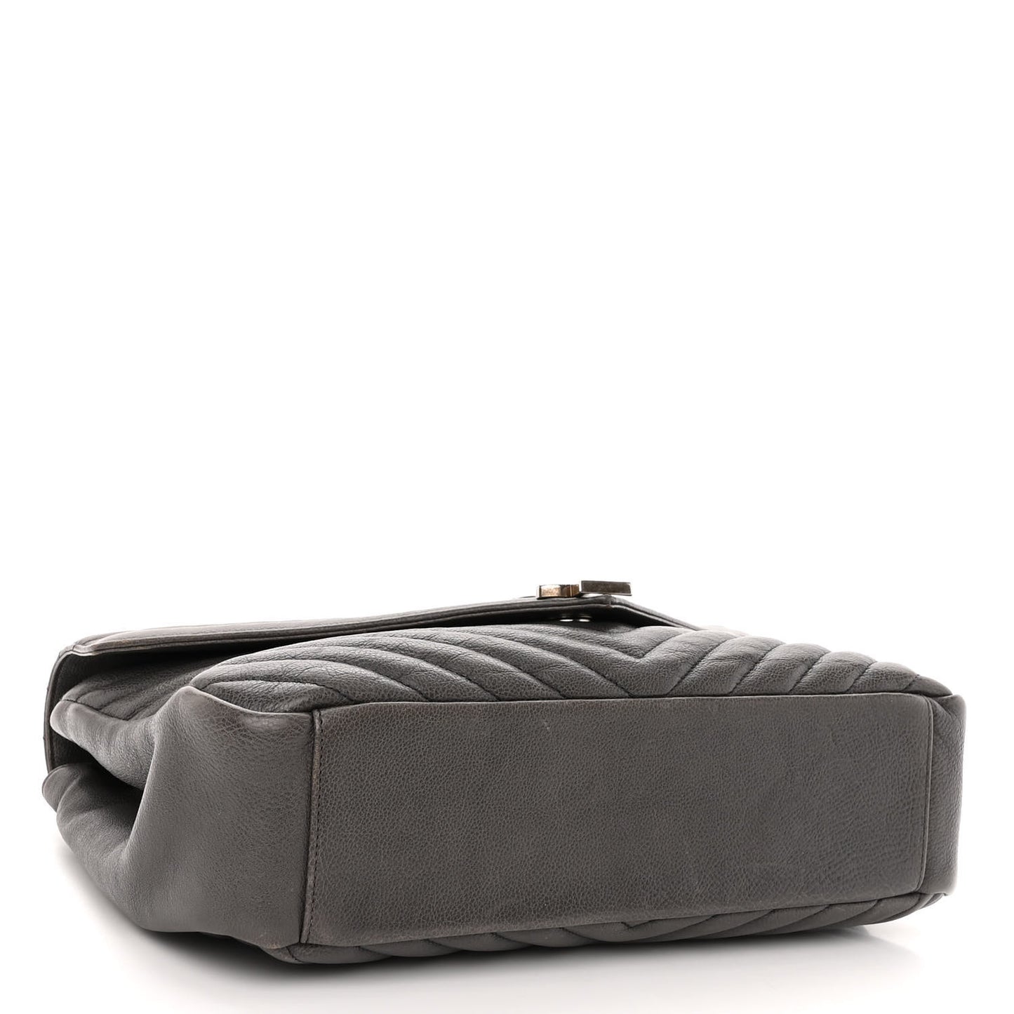 Sheepskin Matelasse Chevron Monogram Large College Satchel Dark Anthracite
