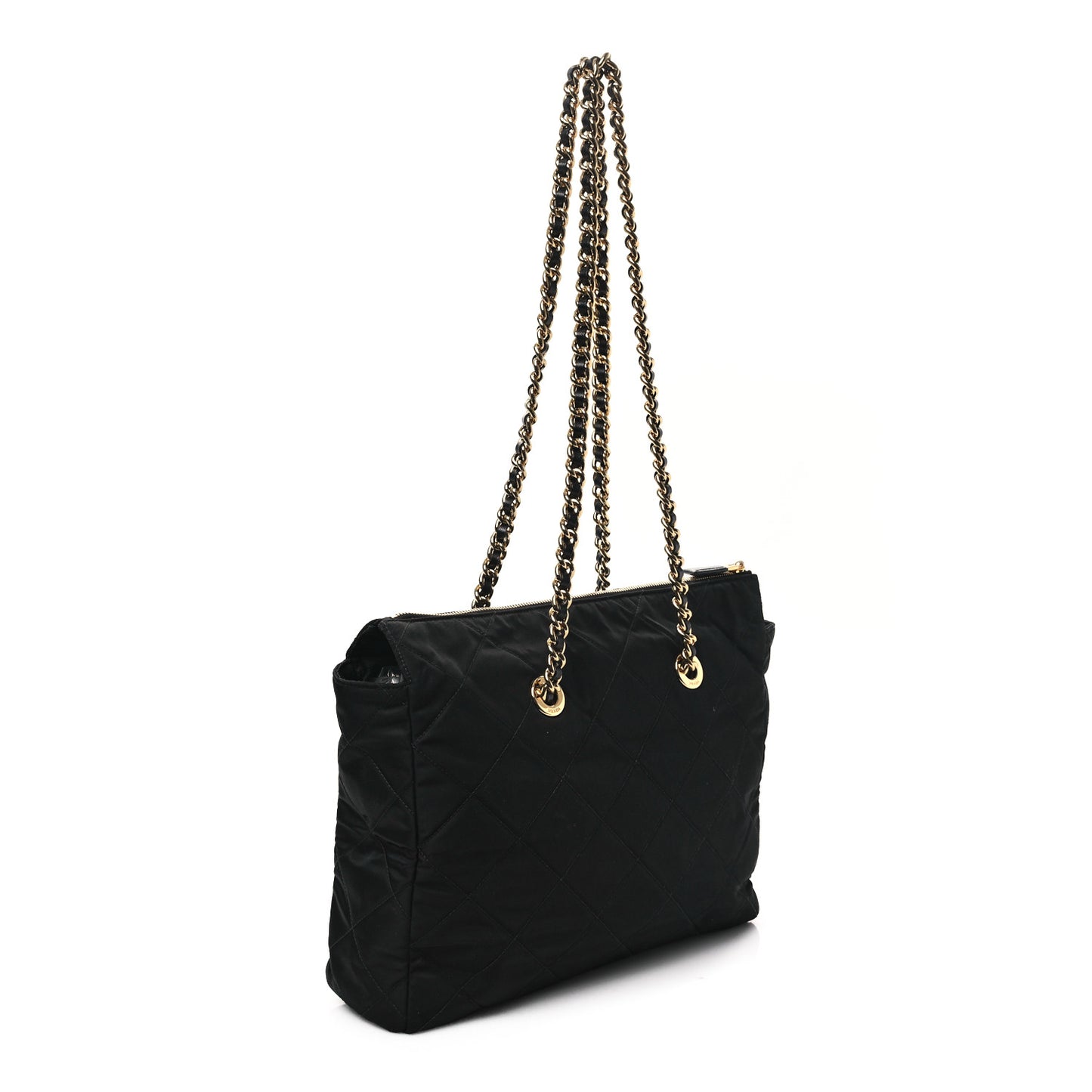 Re-Nylon Impuntu Quilted Re-Edition 1995 Chaine Medium Tote Bag Black