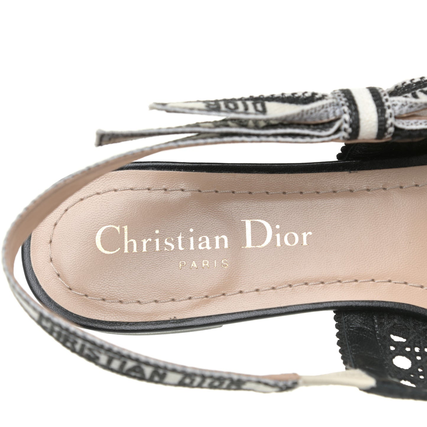 Cotton Lambskin Mesh Cannage Dior & Moi Slingback Ballet Flats 35 Black