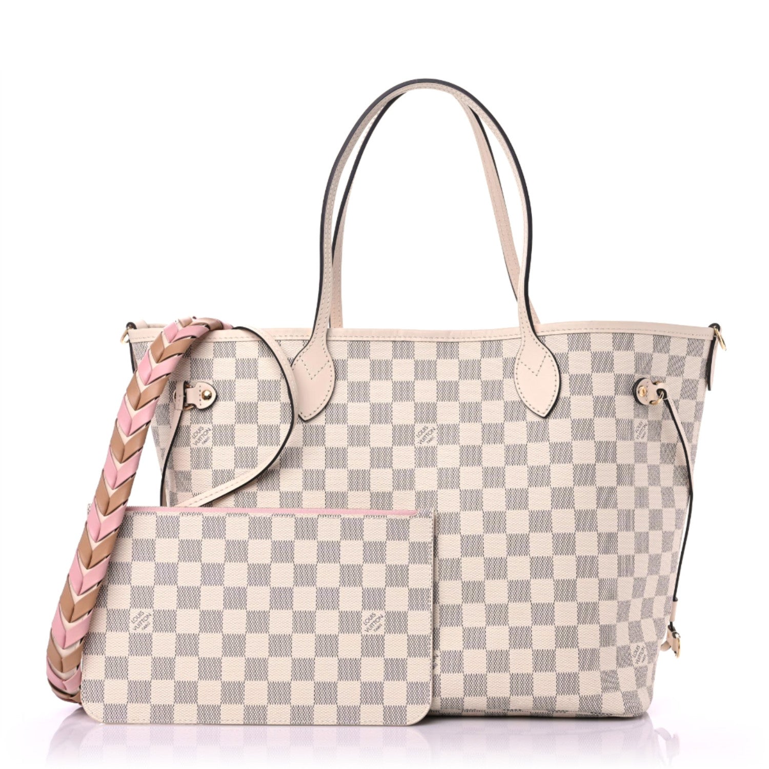 Louis Vuitton Damier Azur Braided Neverfull MM Pink 1 of 9