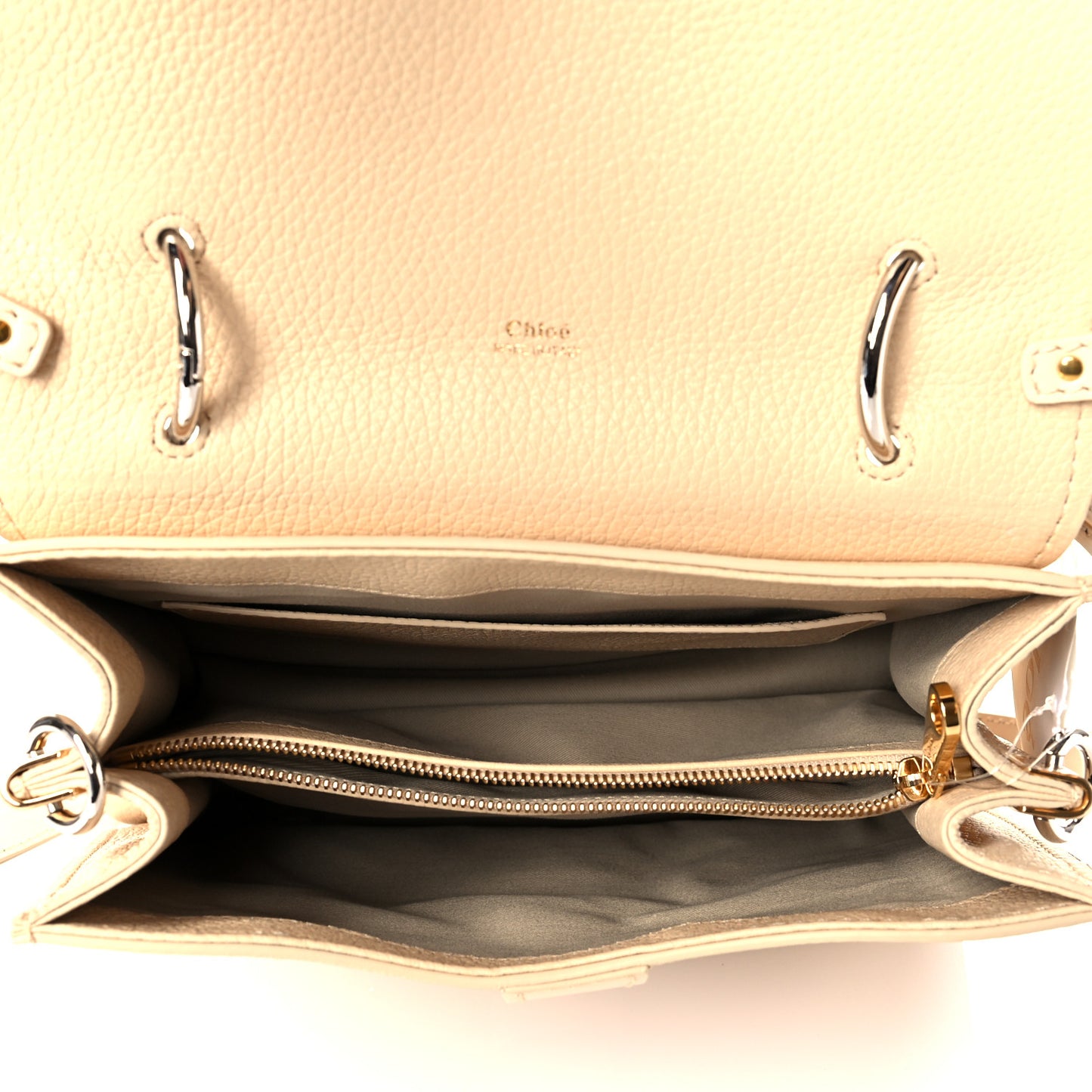 Shiny Grained Calfskin Medium Aby Day Shoulder Bag Blondie Beige