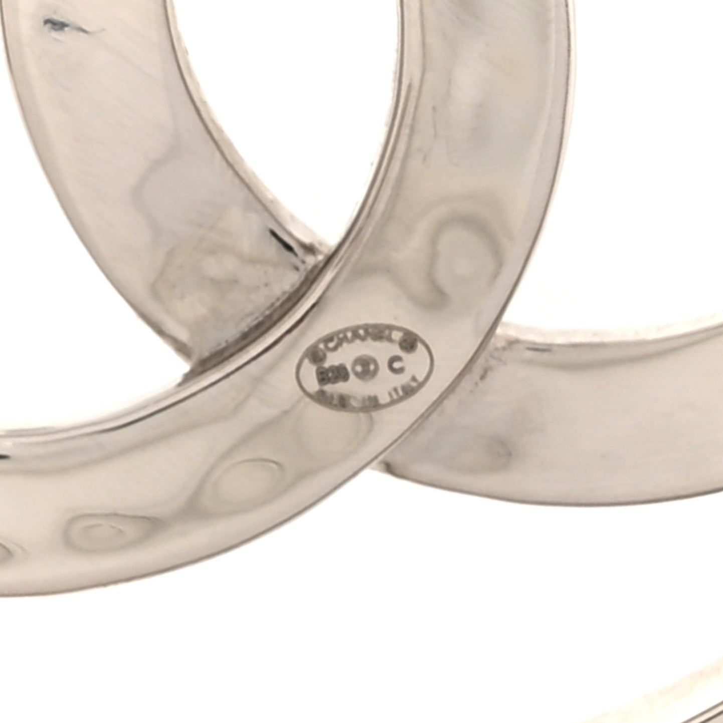 Chanel CC Hoop Earrings Silver 4 of 5