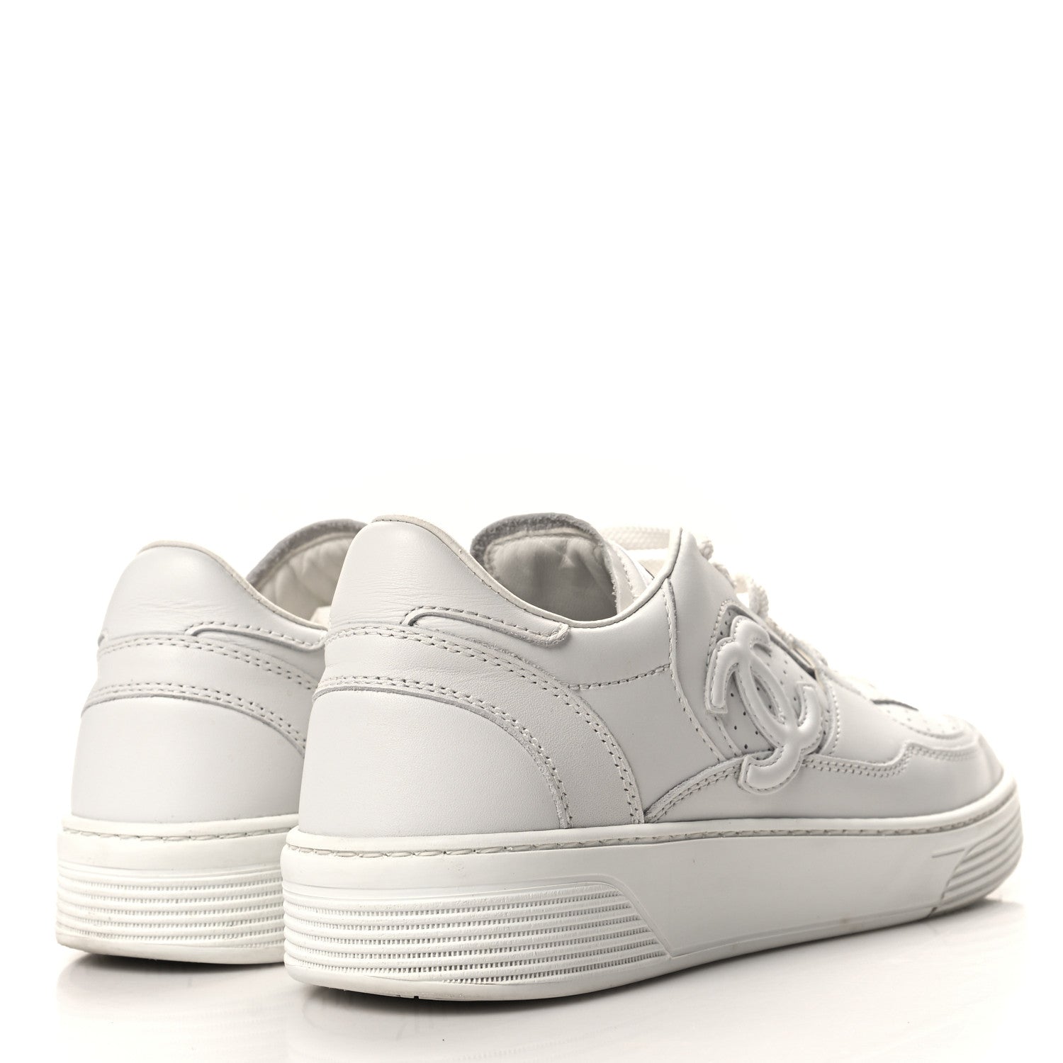 Chanel Calfskin CC Womens Sneakers 38 White 4 of 8