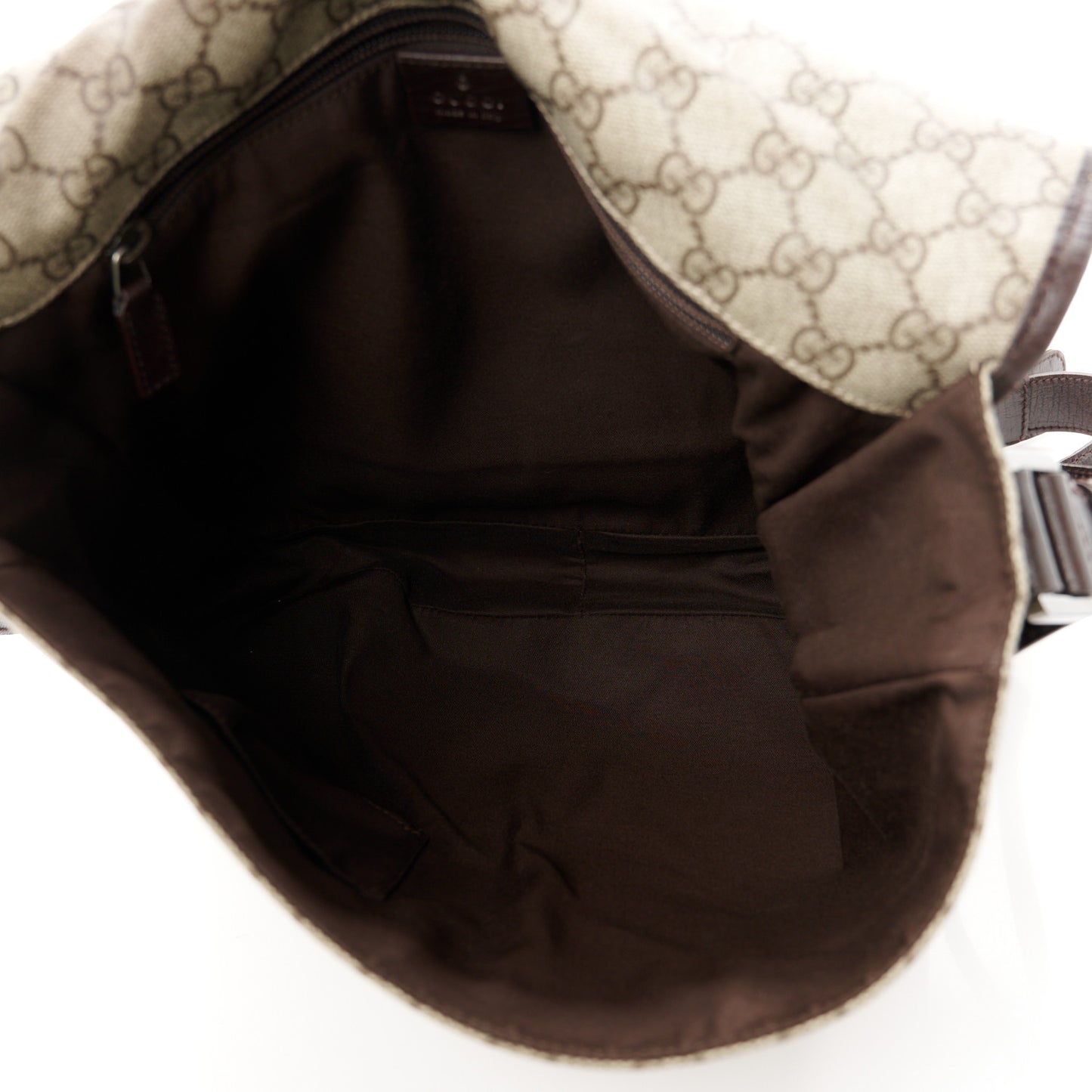 GG Plus Monogram Web Large Flap Messenger Bag Beige Dark Brown
