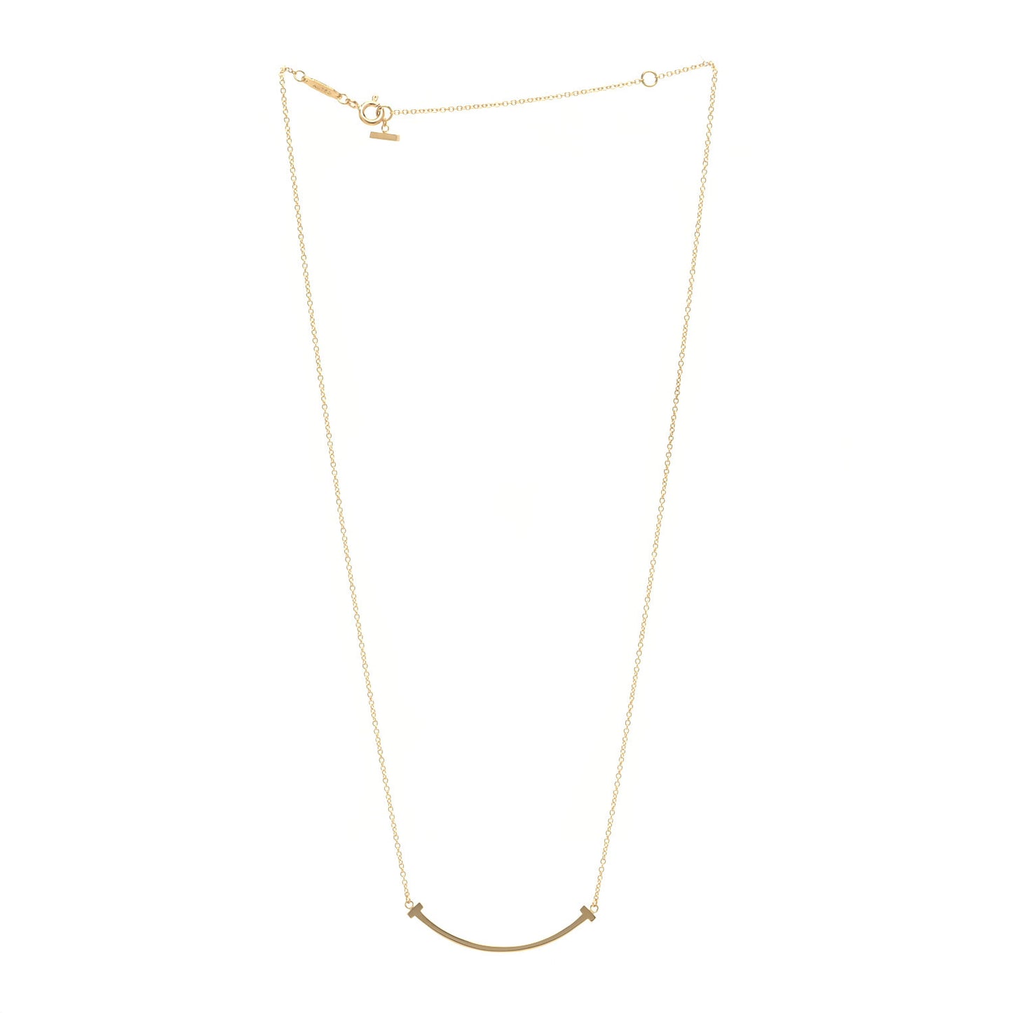 18K Yellow Gold Small T Smile Pendant Necklace
