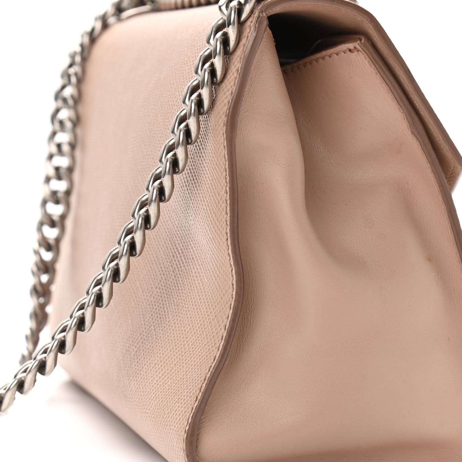 Prada Saffiano Cuir Calfskin Monochrome Envelope Flap Chain Shoulder Bag Cipria 10 of 11