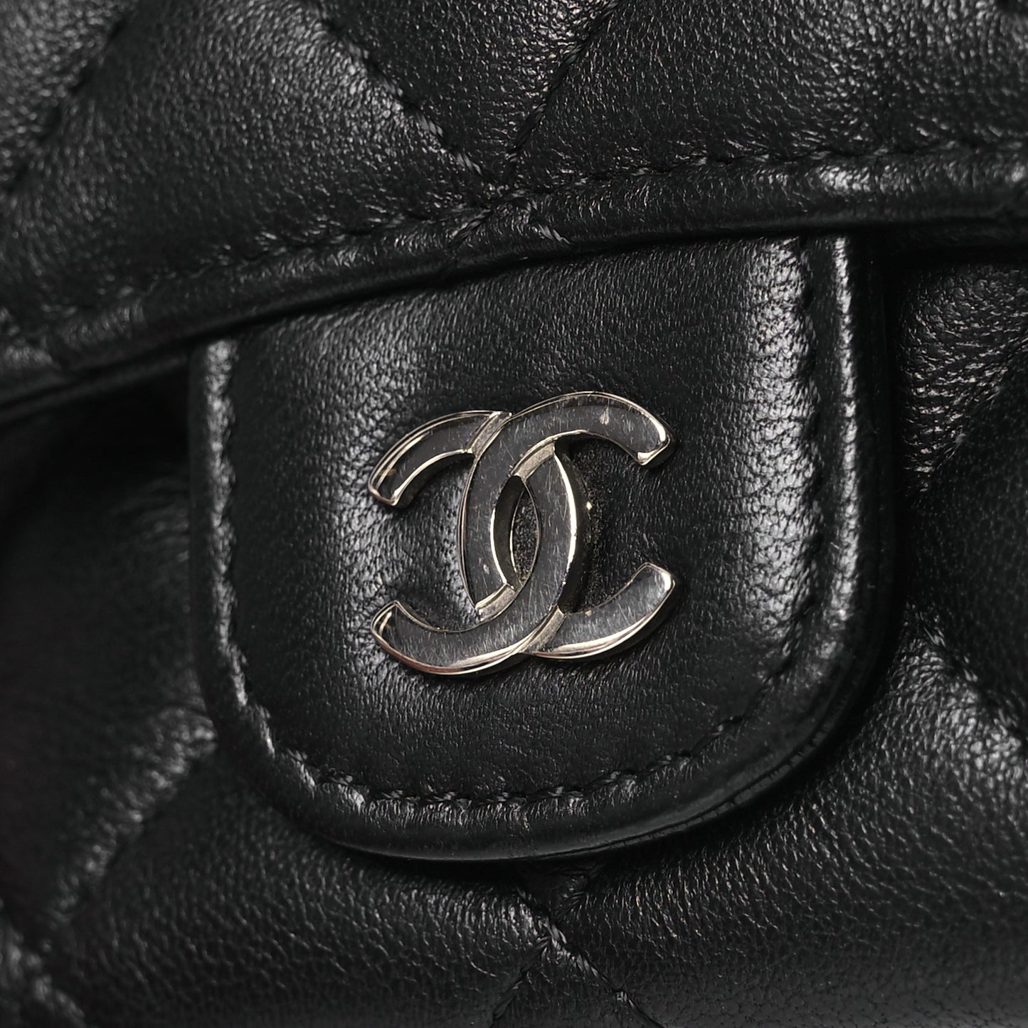 Lambskin Quilted Coin Purse Black