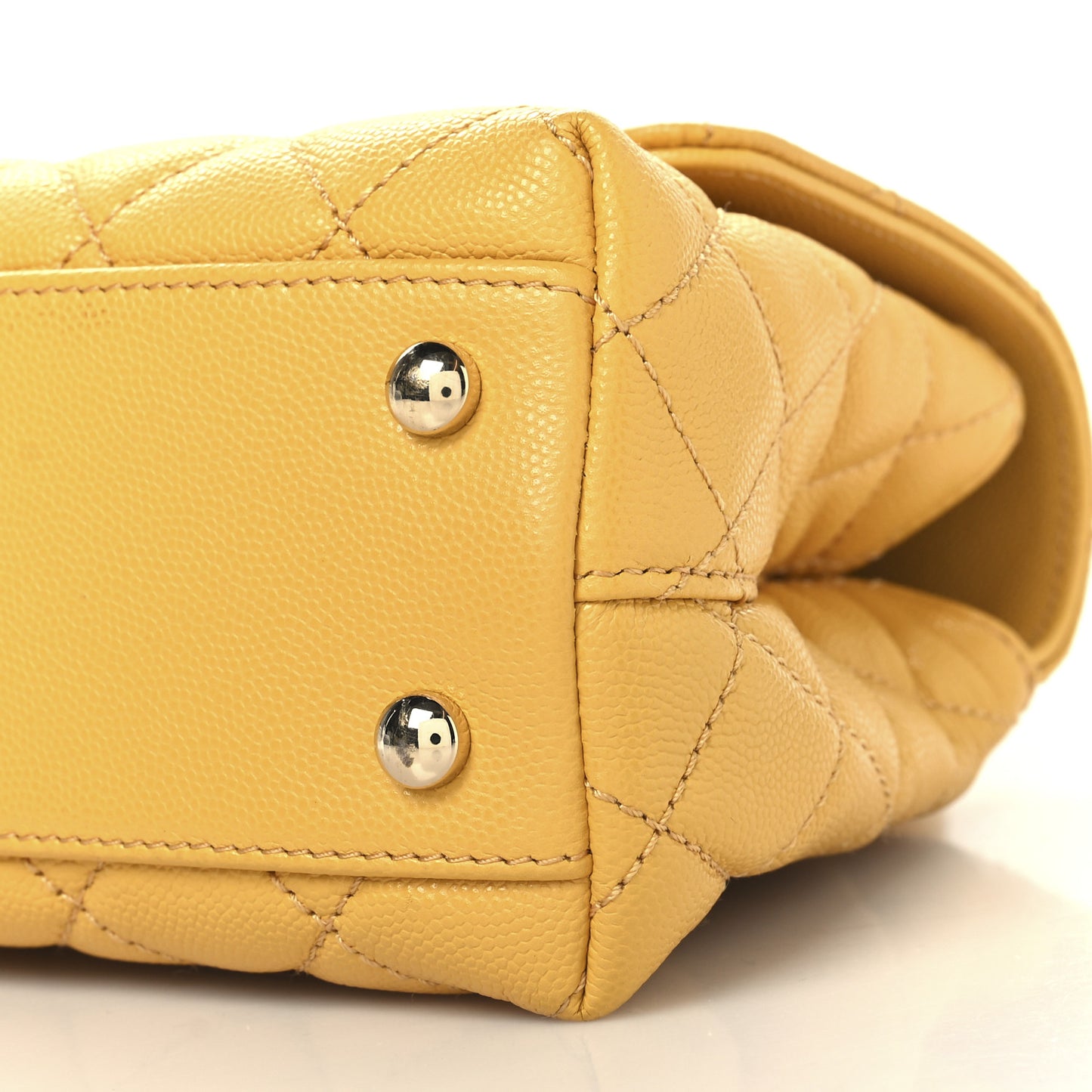 Caviar Lizard Embossed Quilted Mini Coco Handle Flap Yellow